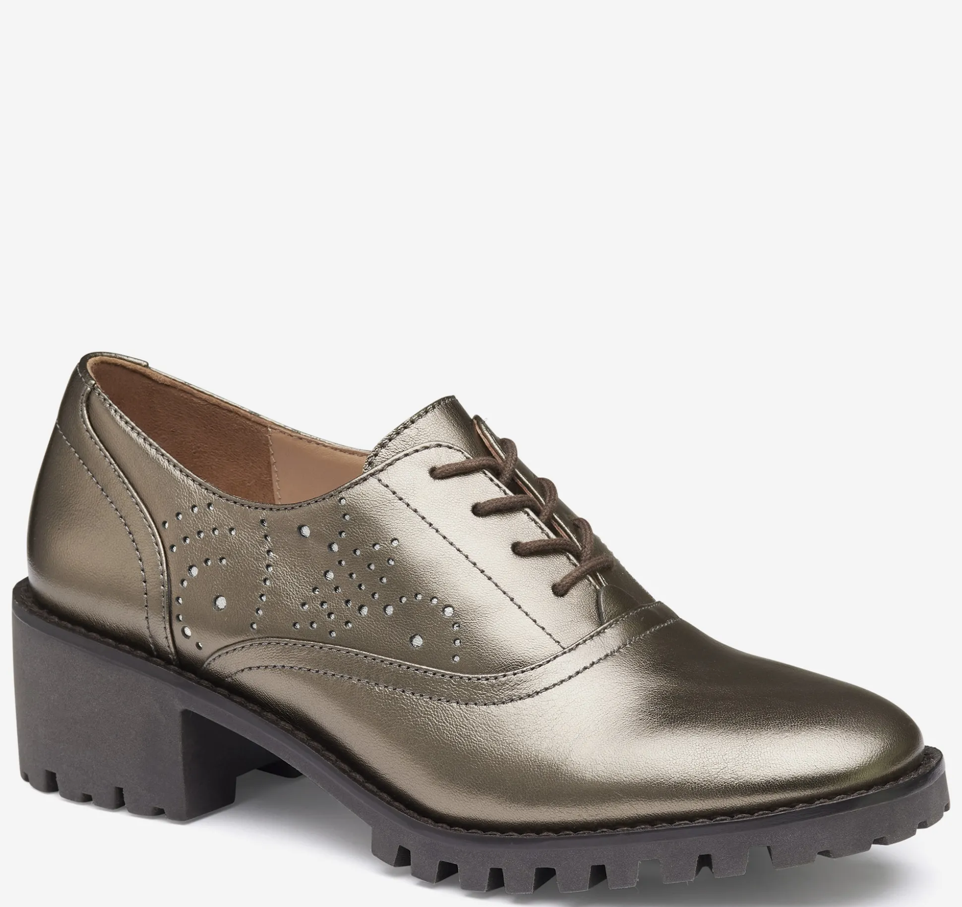 Sale^Johnston & Murphy Alice Brogue Oxford BronzeMetallicSheepskin