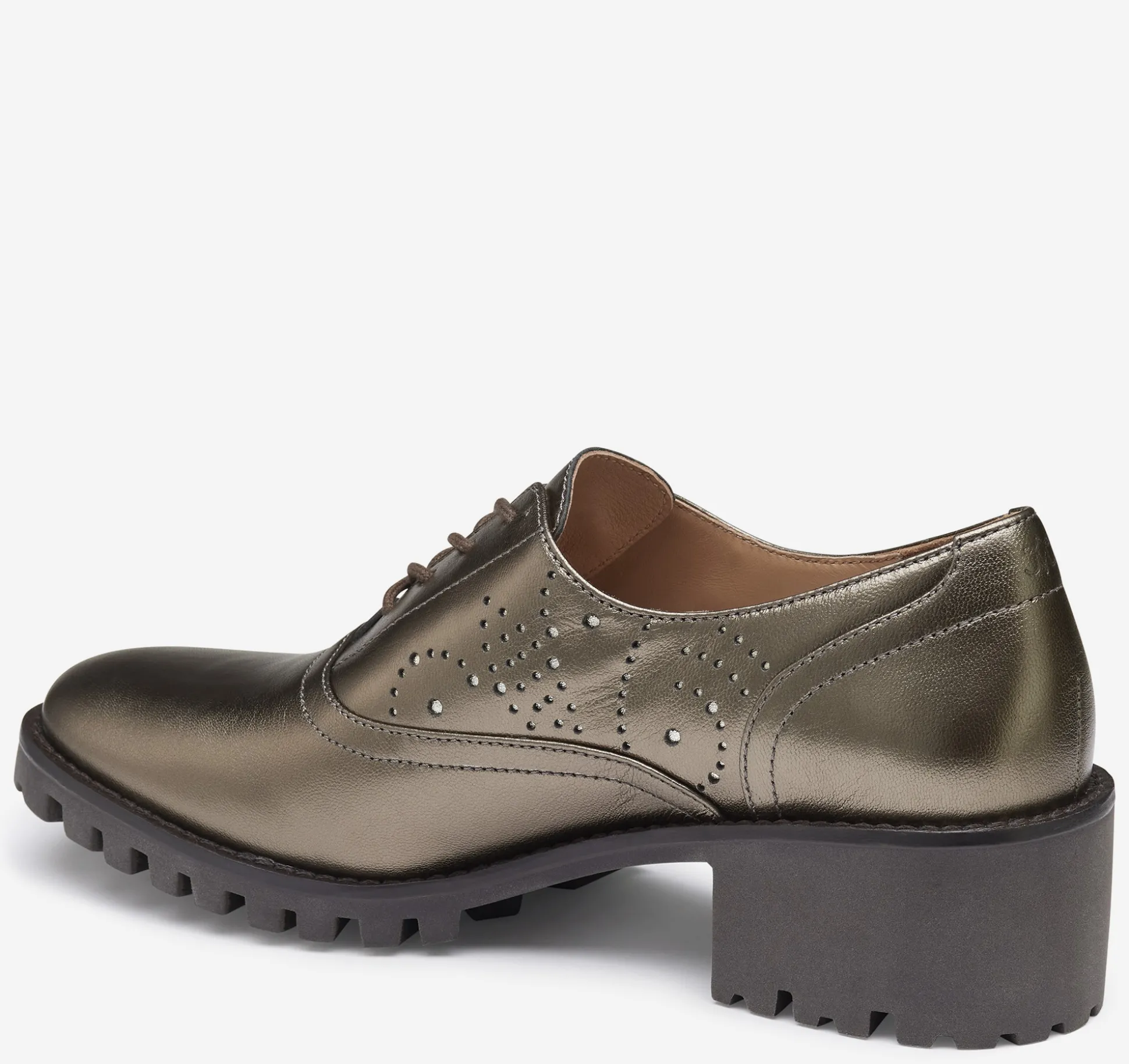 Sale^Johnston & Murphy Alice Brogue Oxford BronzeMetallicSheepskin