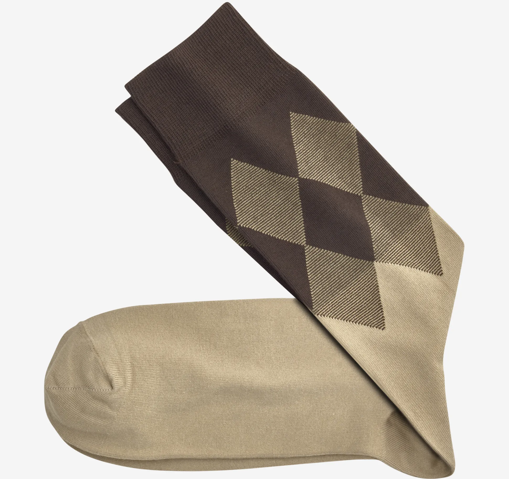 Socks^Johnston & Murphy Argyle Colorblock Socks Khaki