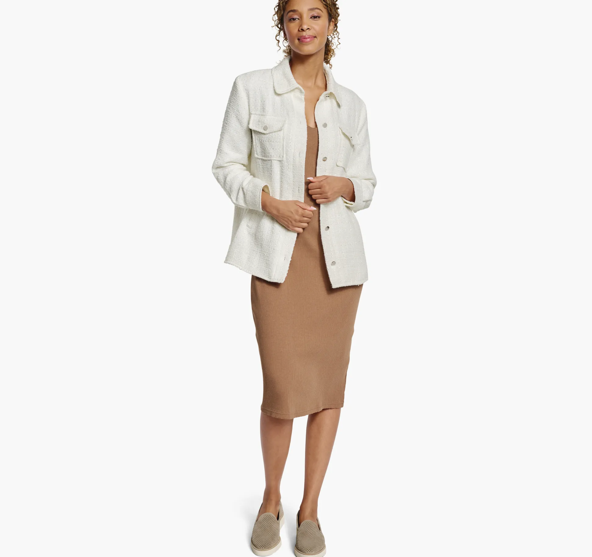 Shirts, Sweaters & Blazers^Johnston & Murphy Boucle Shirt Jacket White