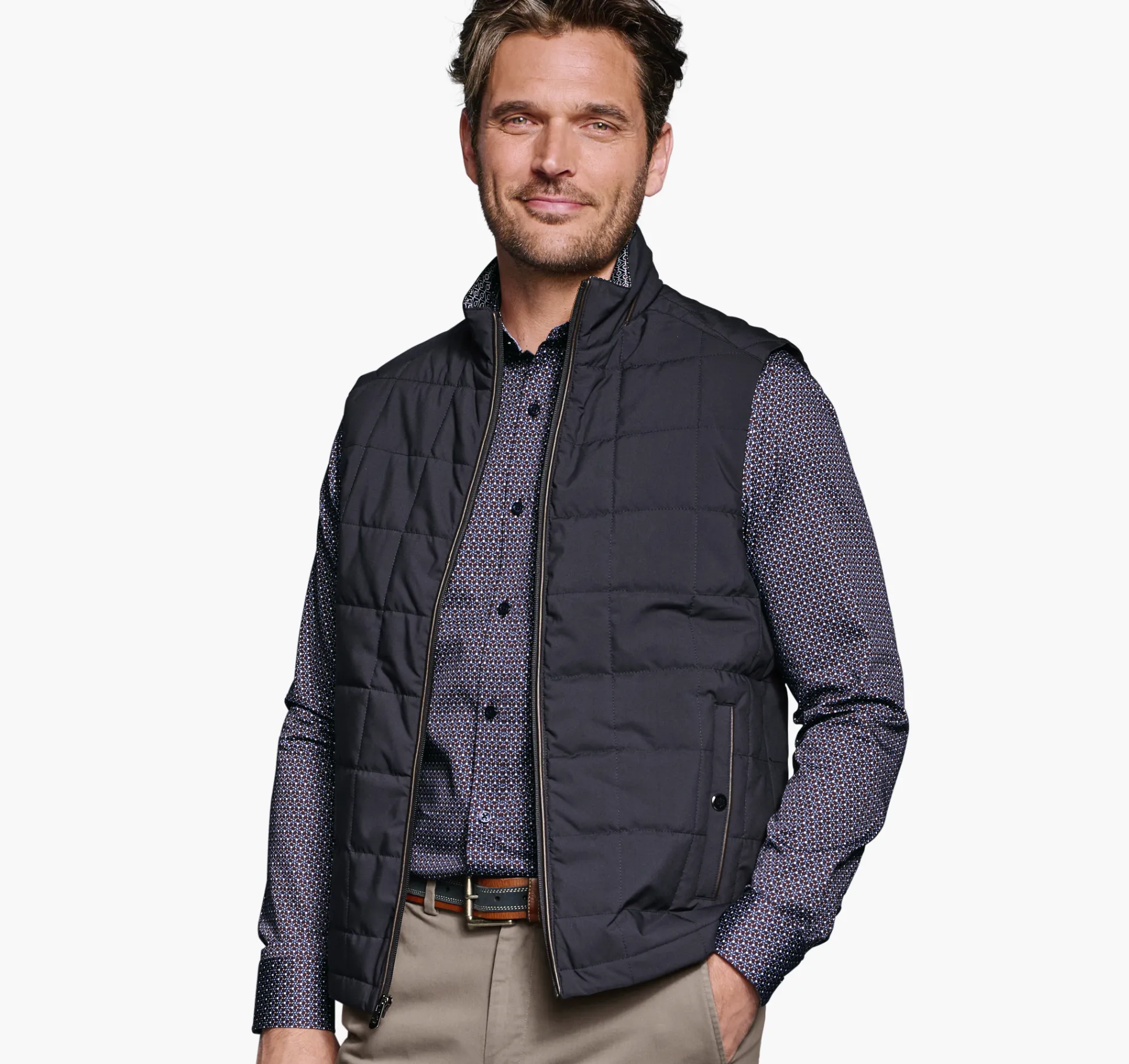 Coats, Jackets & Vests^Johnston & Murphy Box Quilted Vest Navy