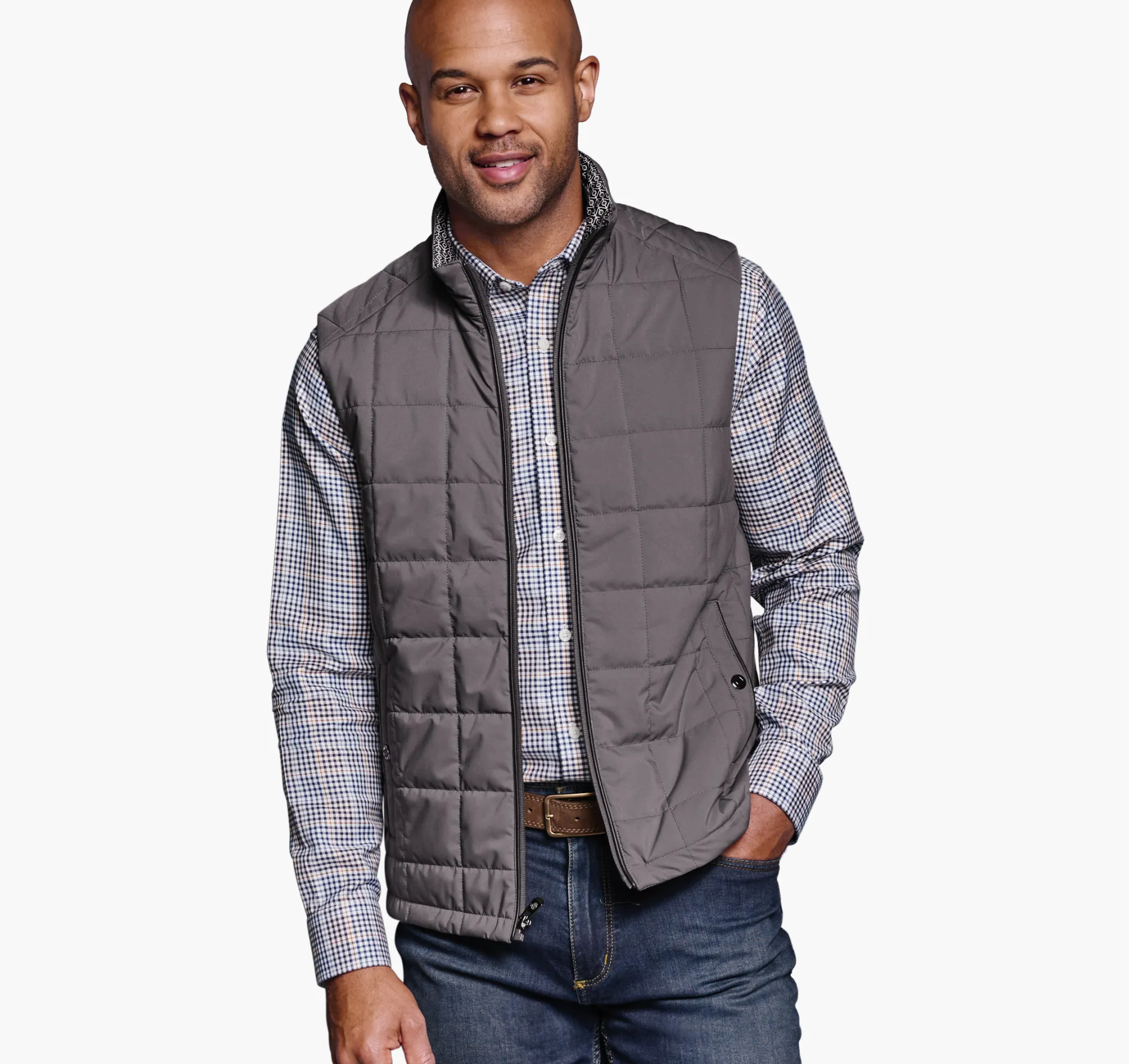 Coats, Jackets & Vests^Johnston & Murphy Box Quilted Vest Gray