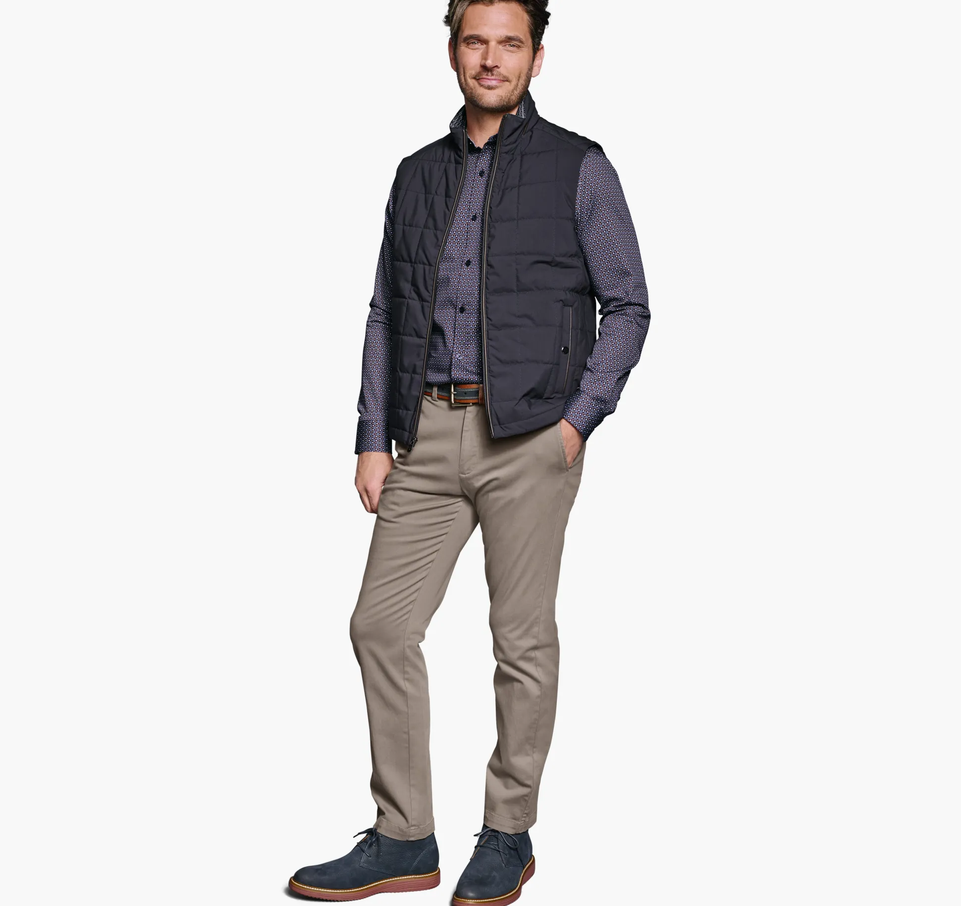 Coats, Jackets & Vests^Johnston & Murphy Box Quilted Vest Navy
