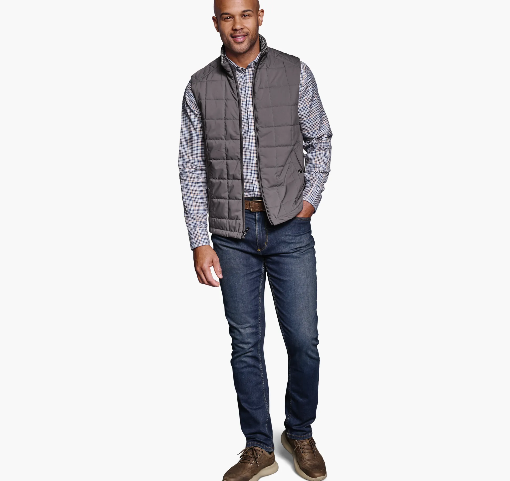 Coats, Jackets & Vests^Johnston & Murphy Box Quilted Vest Gray