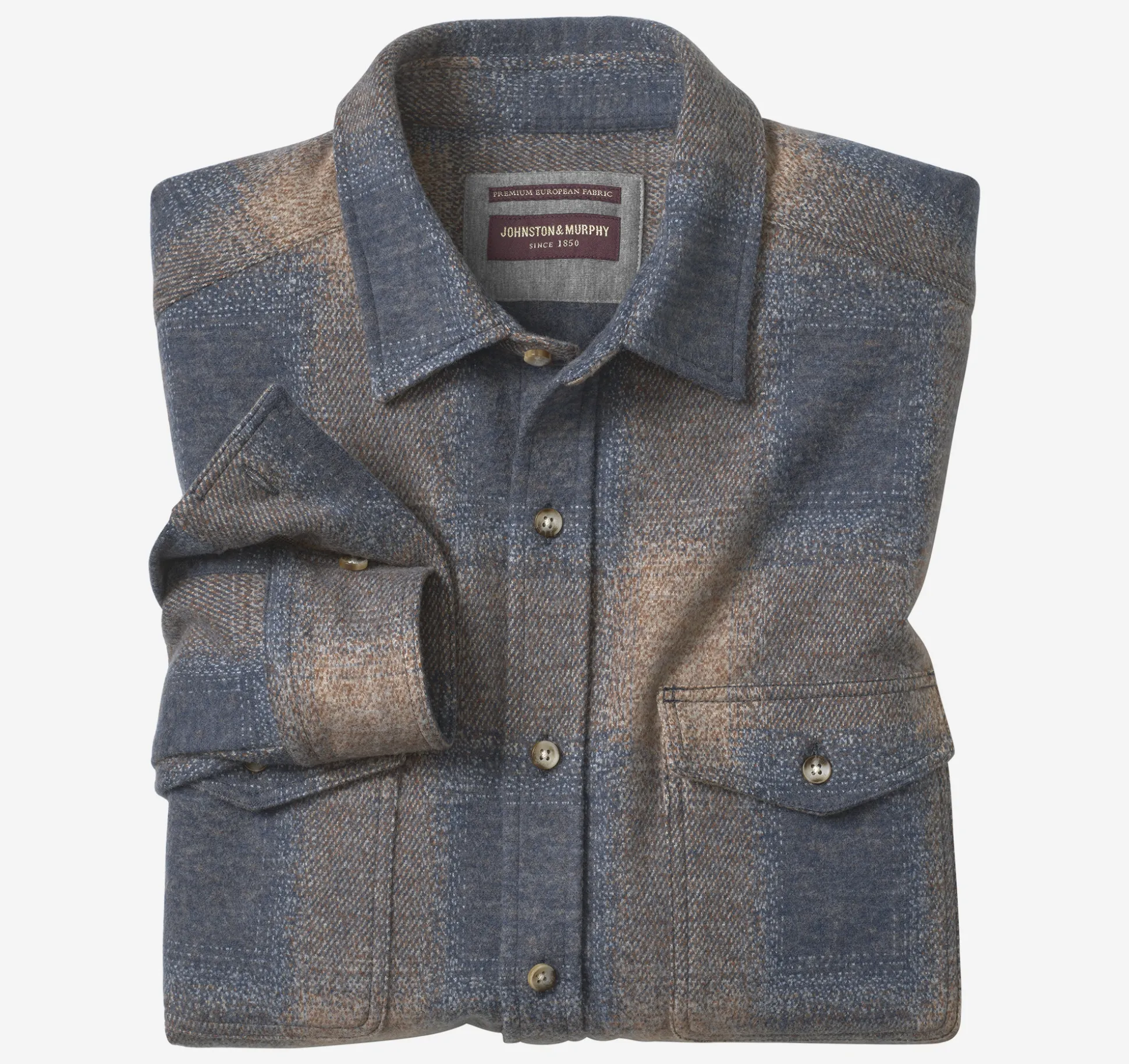 Shirts | Sweaters & Knits^Johnston & Murphy Brushed Button-Front Knit BrownBoxedPlaid