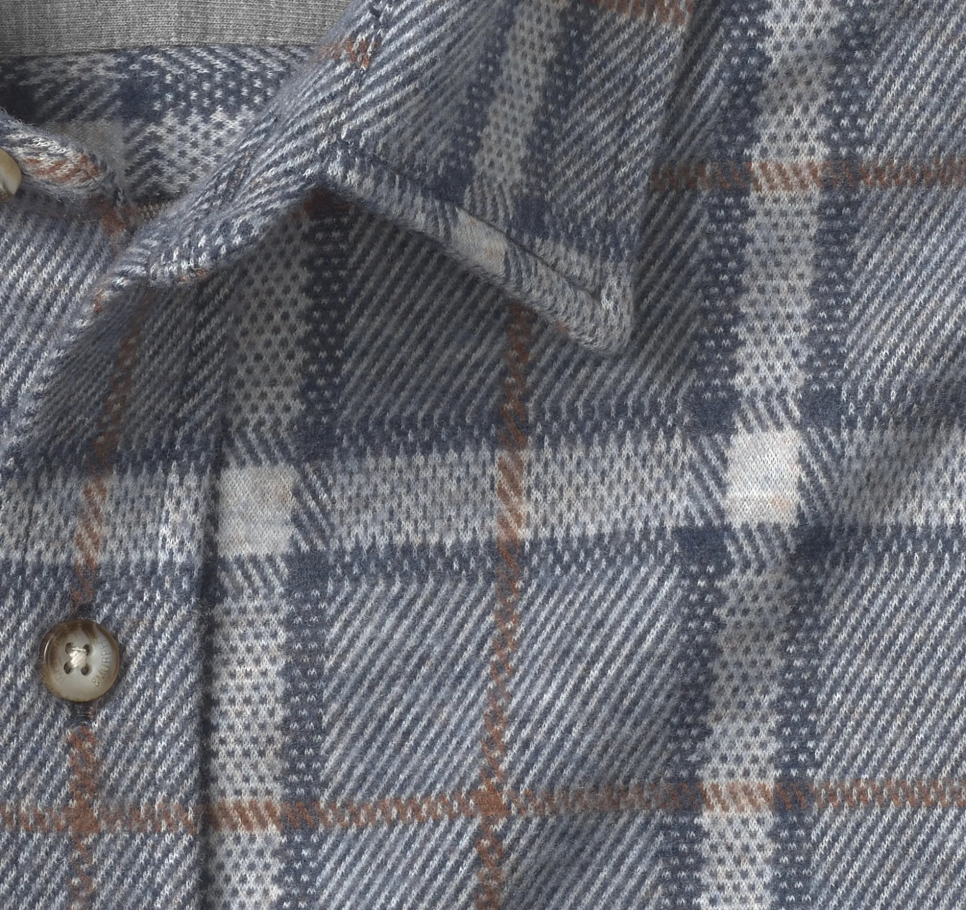 Shirts | Sweaters & Knits^Johnston & Murphy Brushed Button-Front Knit BlueWindowpanePlaid