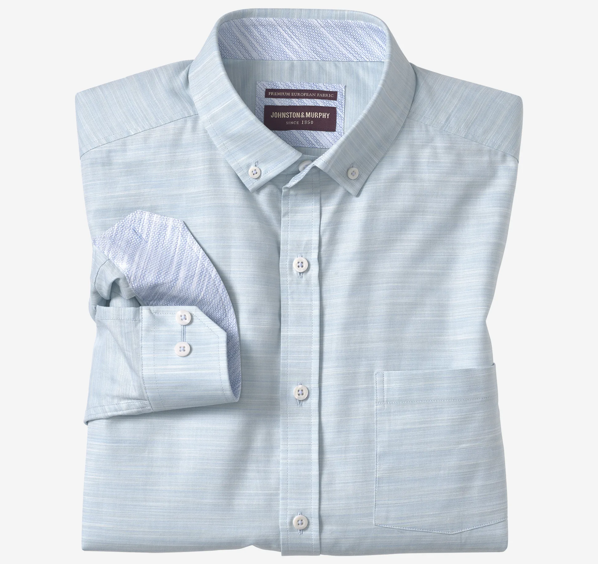 Shirts^Johnston & Murphy Button-Collar Premium Cotton Shirt MintStriatedOxford