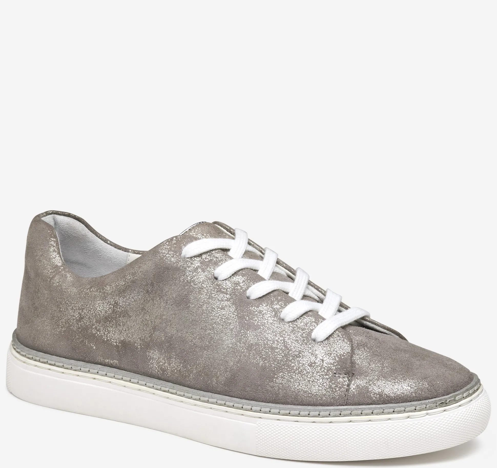 Sneakers^Johnston & Murphy Callie Lace-to-Toe SilverMetallicItalianSuede