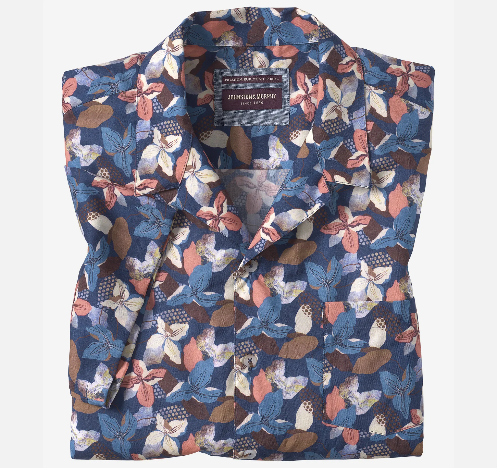 Short-sleeve Shirts^Johnston & Murphy Camp Shirt NavyAbstractFloral