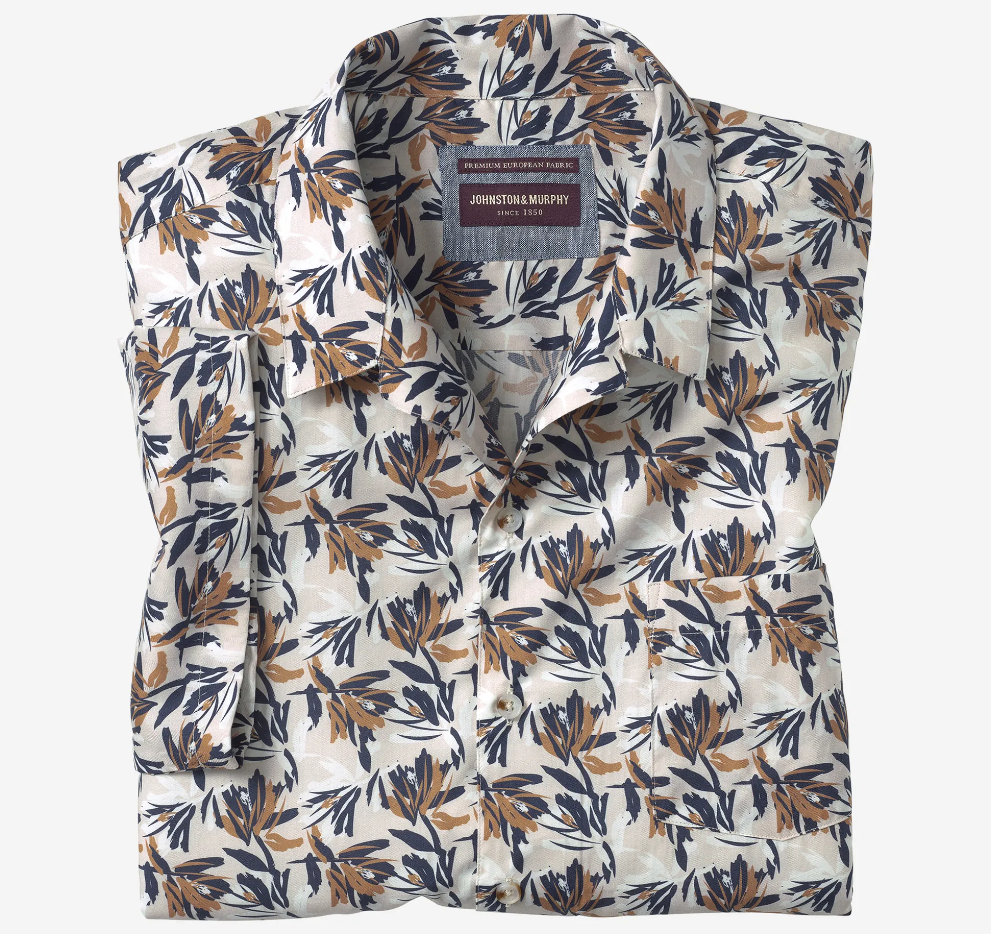 Short-sleeve Shirts^Johnston & Murphy Camp Shirt IvoryFoliage