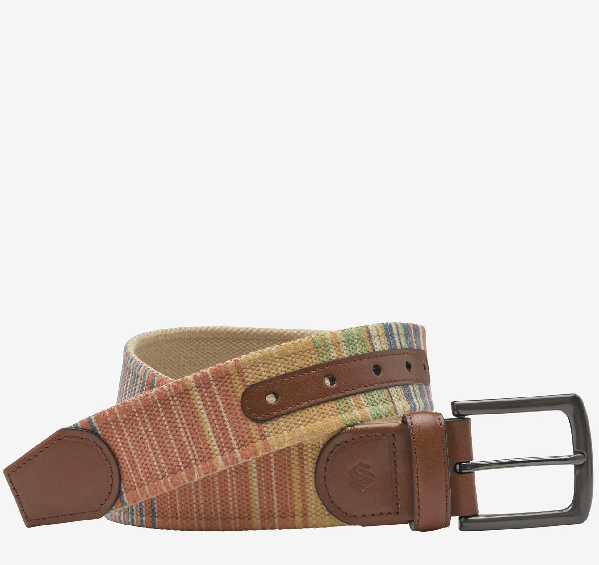 Belts^Johnston & Murphy Canvas Multi-Stripe Belt OrangeMulti