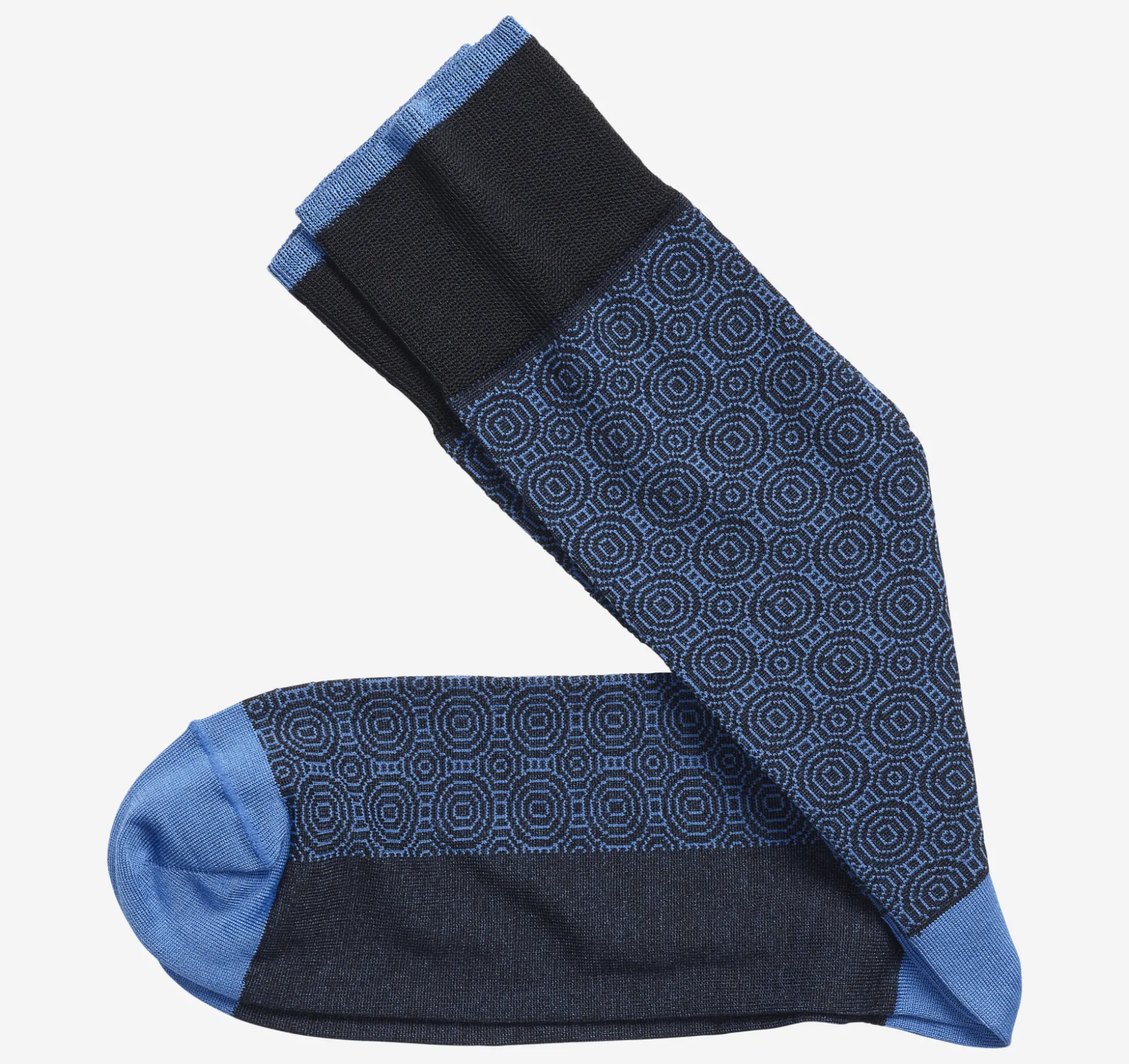 Socks^Johnston & Murphy Circle Grid Socks Navy