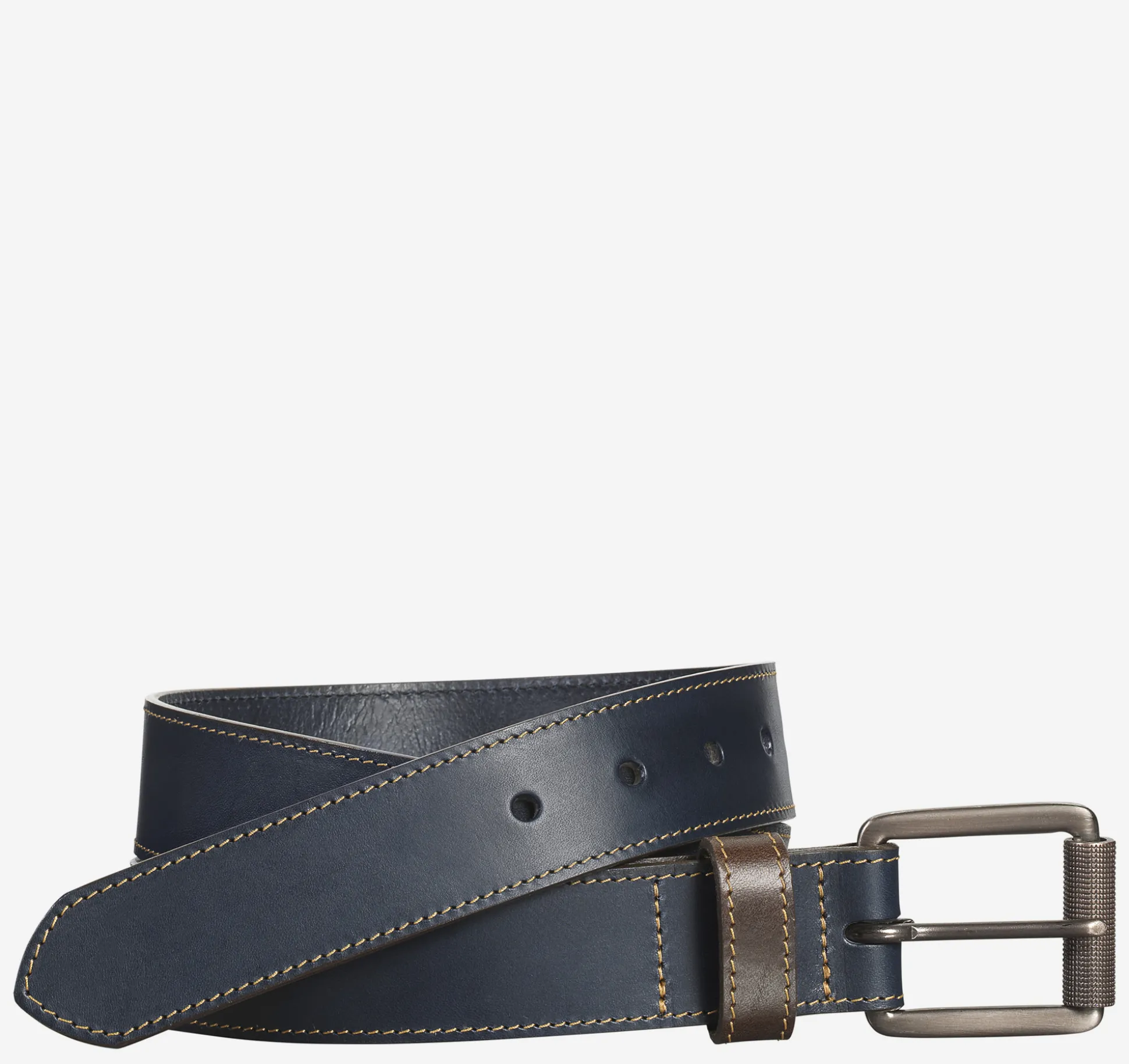 Belts^Johnston & Murphy Contrast Stitch Belt Navy