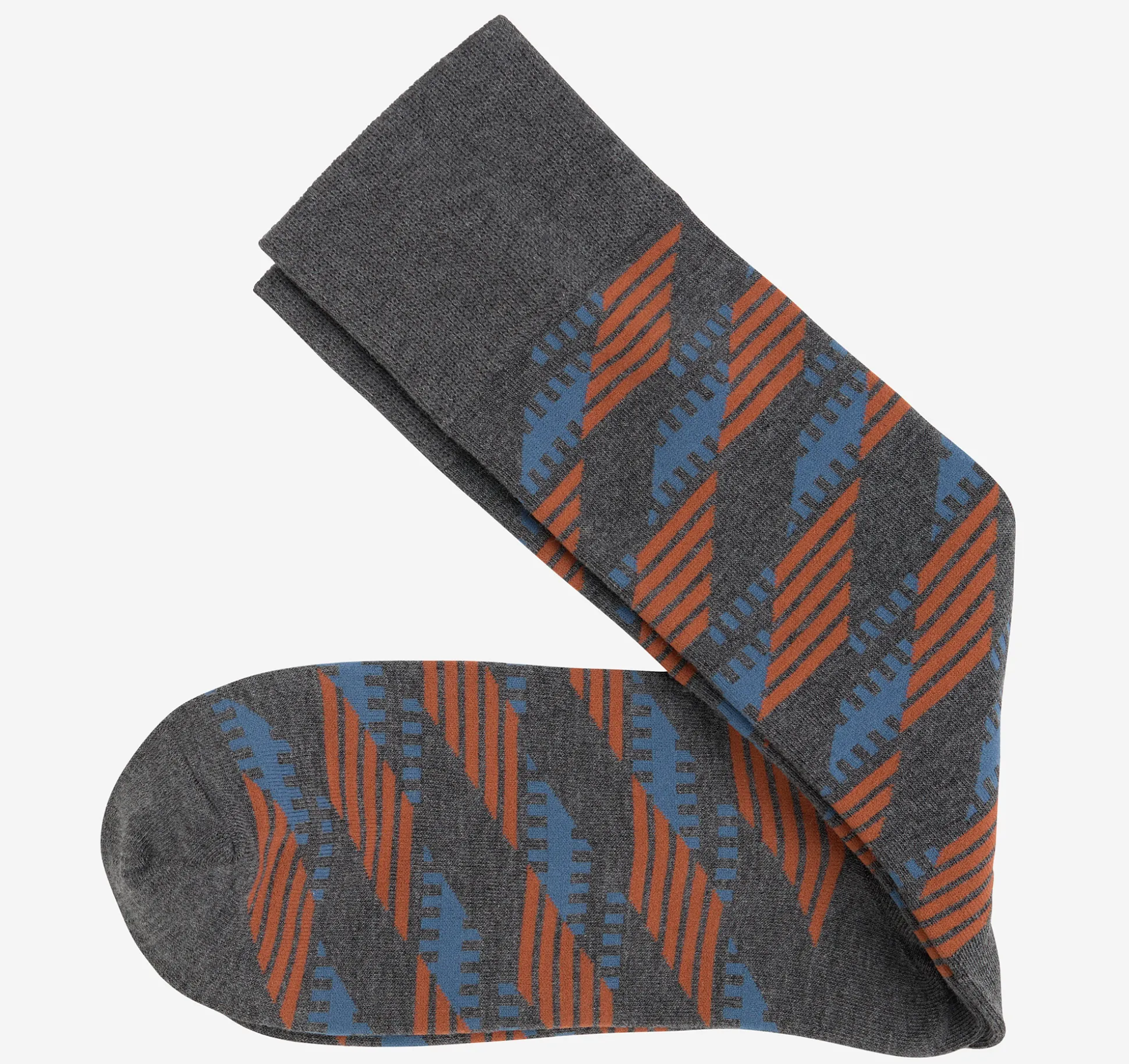 Socks^Johnston & Murphy Cool Moon Tech Socks GrayMultiGeoMultiStripes