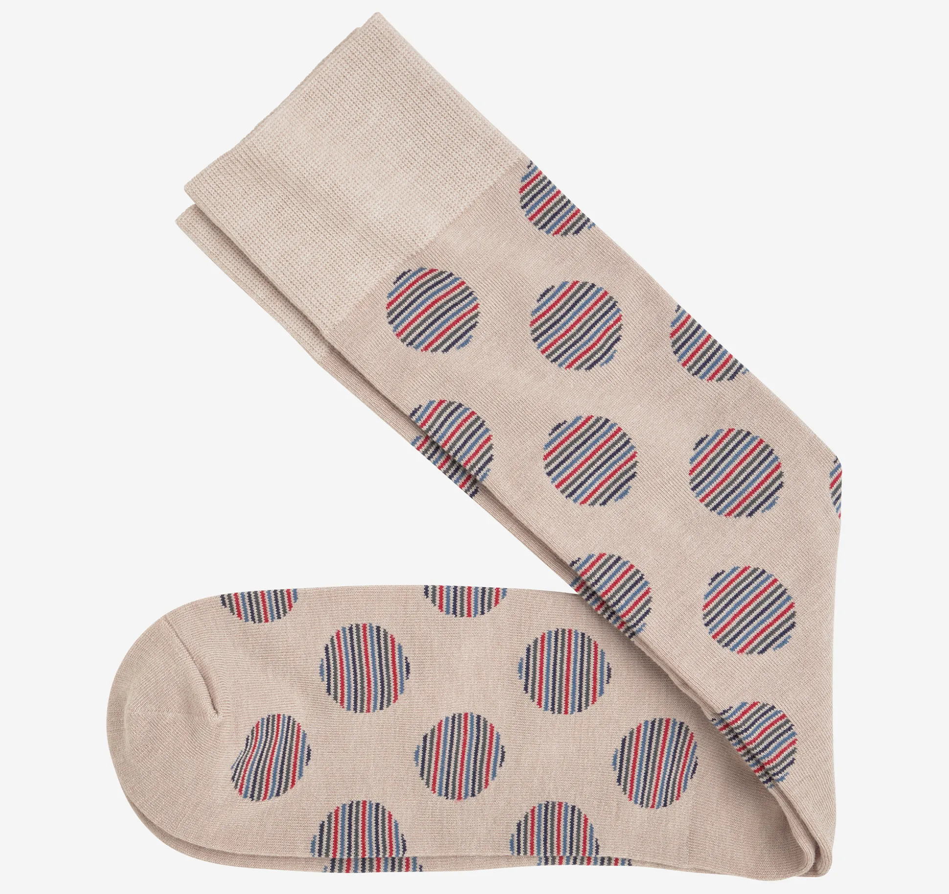 Socks^Johnston & Murphy Cool Moon Tech Socks KhakiMultiStripeCircles