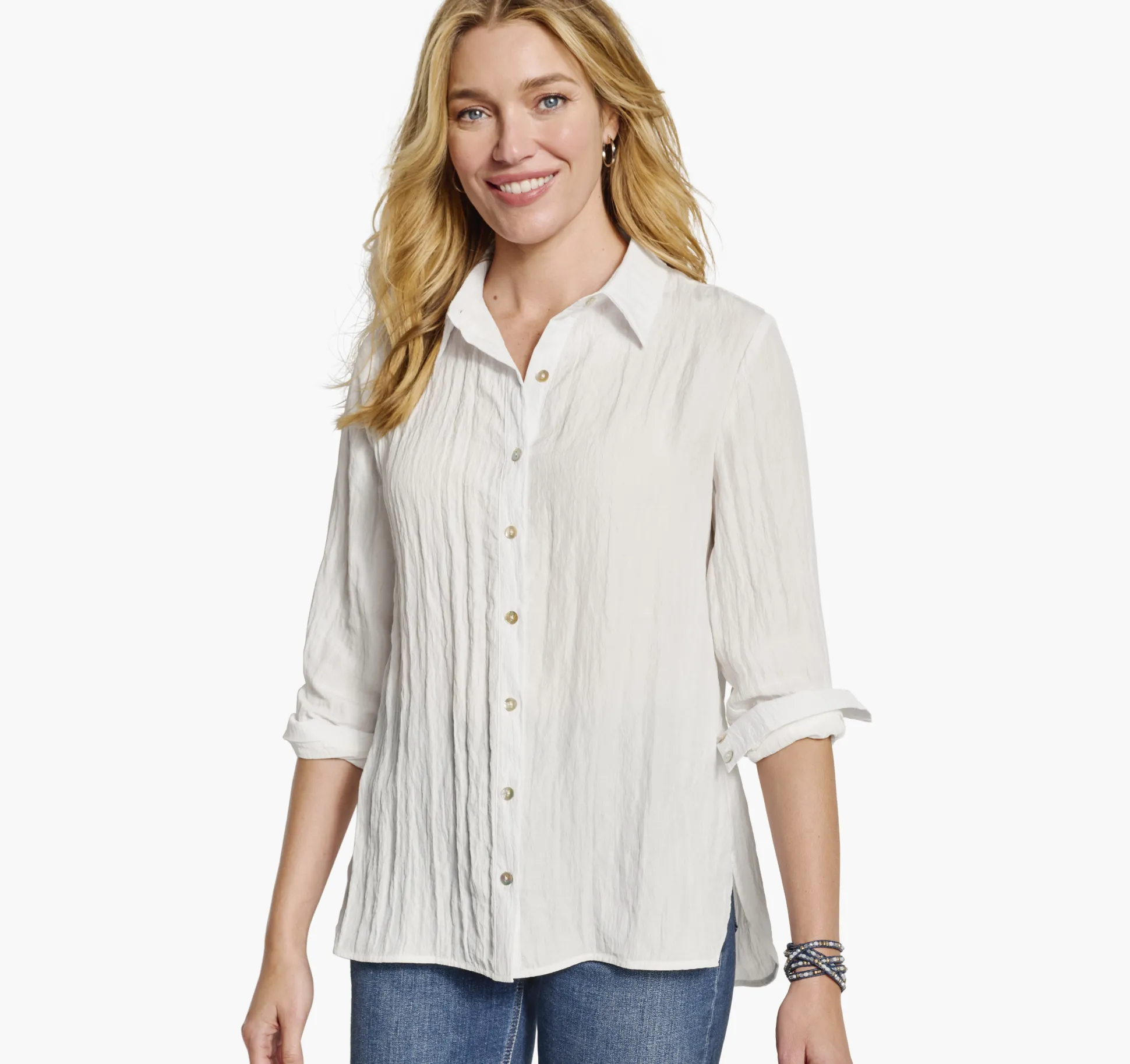Shirts, Sweaters & Blazers^Johnston & Murphy Crinkle Button-Front Shirt White