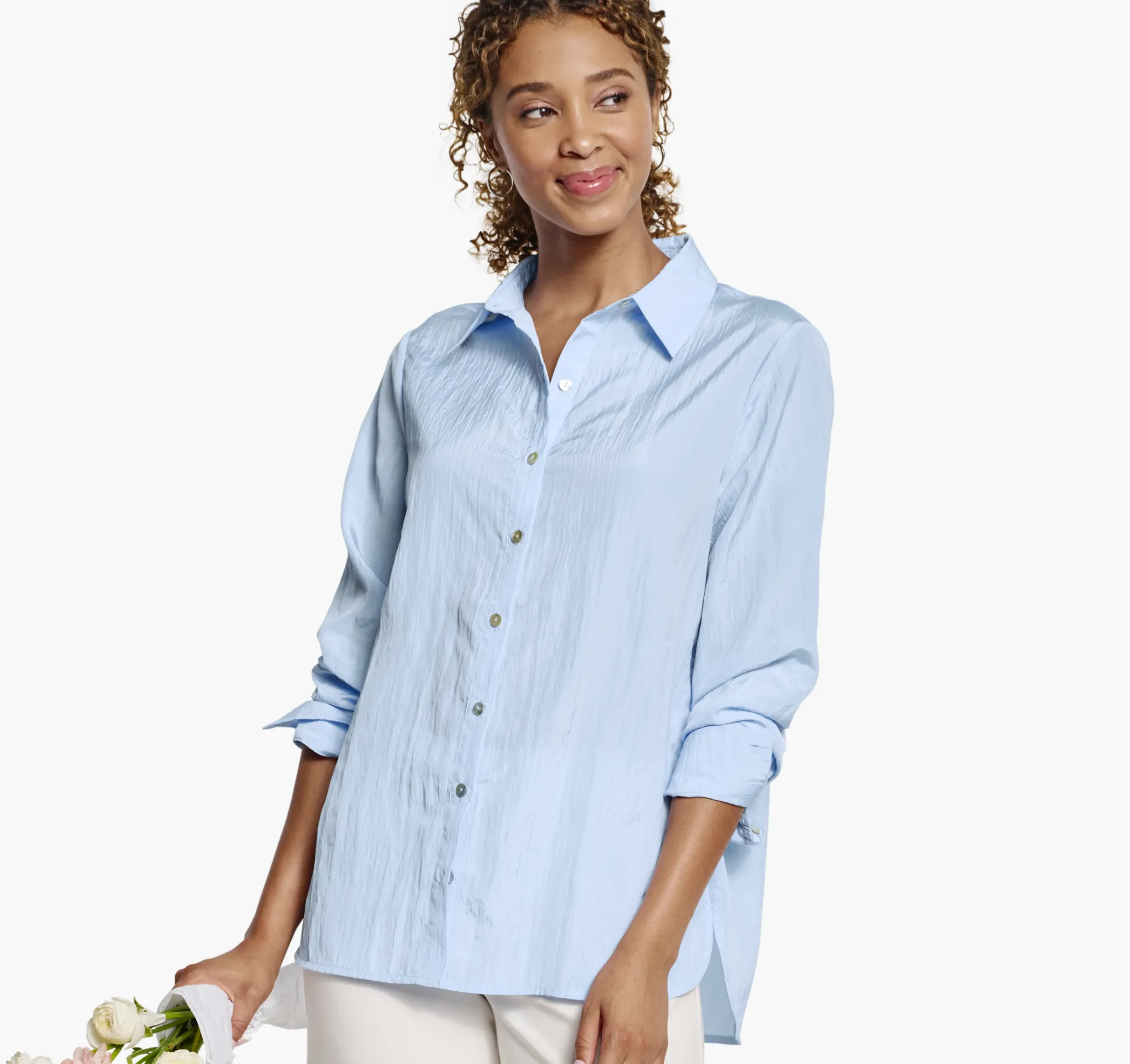 Shirts, Sweaters & Blazers^Johnston & Murphy Crinkle Button-Front Shirt LightBlue