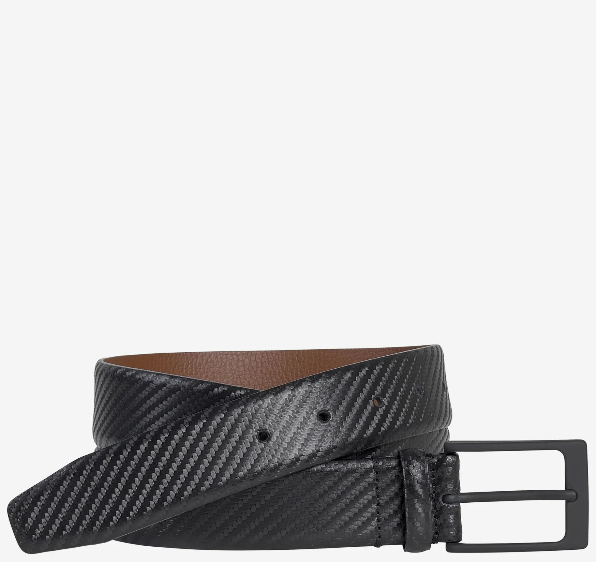 Belts^Johnston & Murphy Diagonal Embossed Belt Black