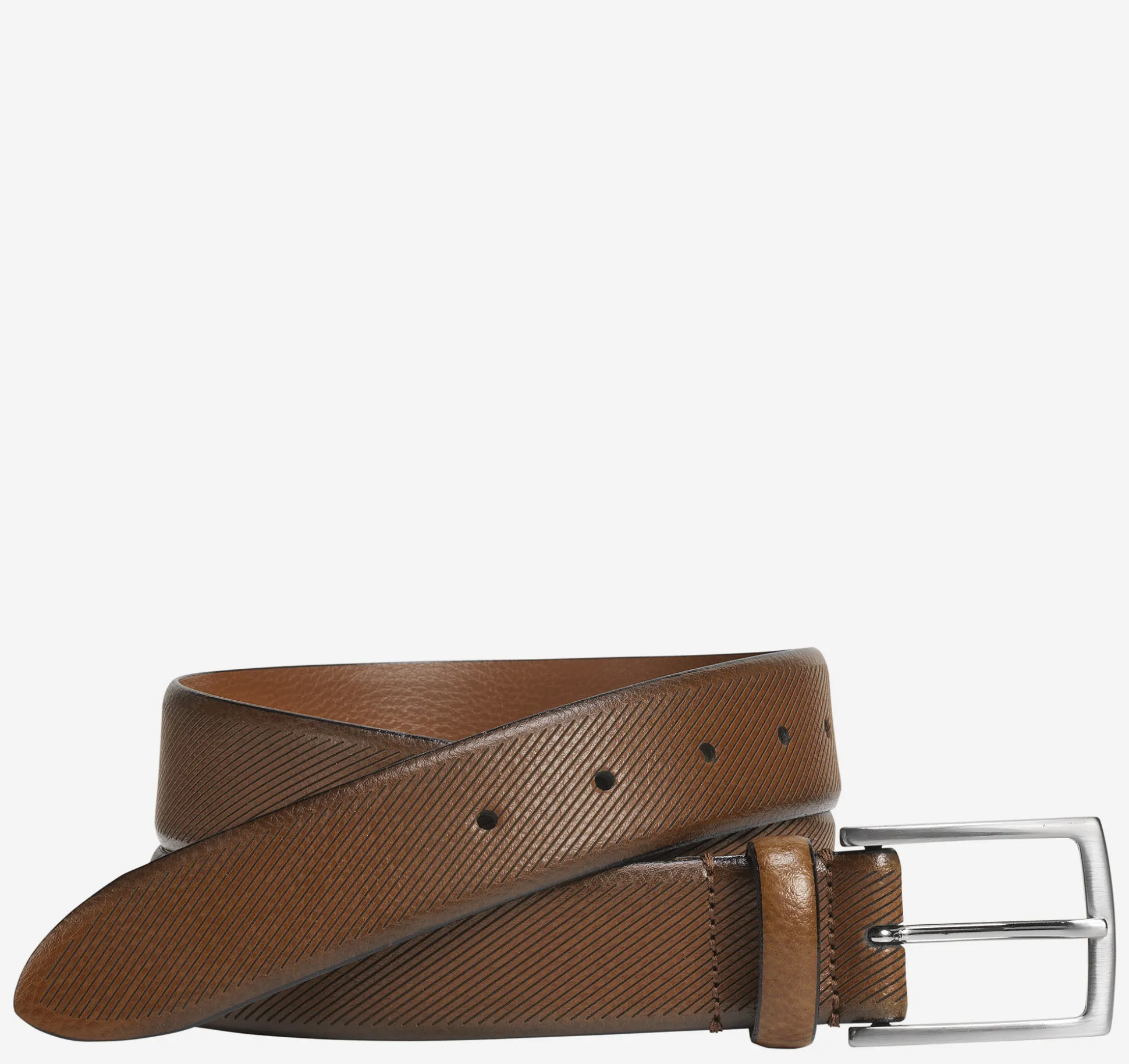 Belts^Johnston & Murphy Diagonal Embossed Belt Tan