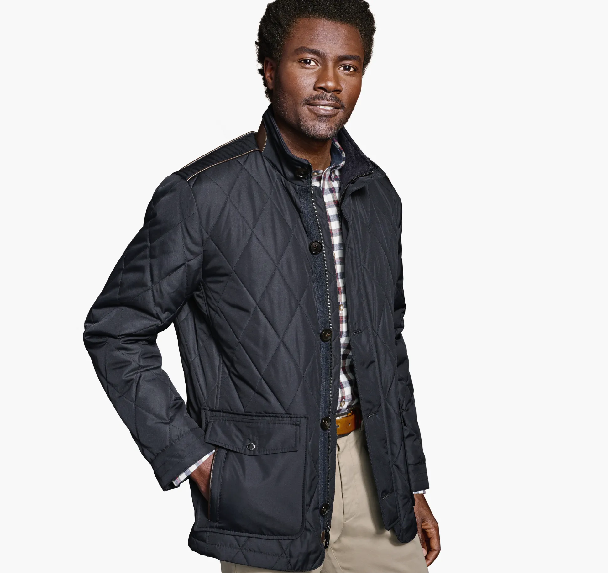 Coats, Jackets & Vests^Johnston & Murphy Diamond Quilt Jacket Navy