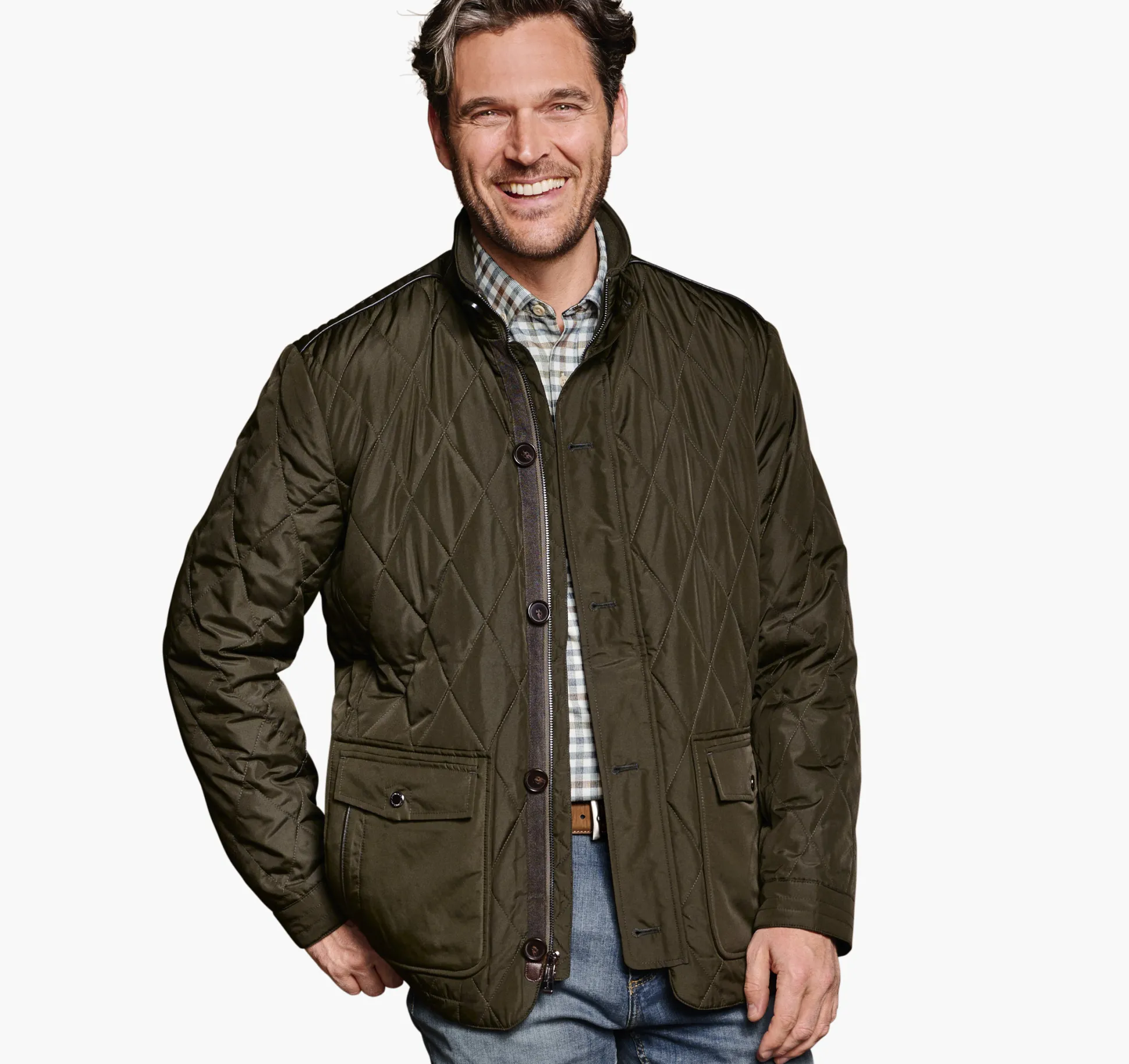 Coats, Jackets & Vests^Johnston & Murphy Diamond Quilt Jacket Olive