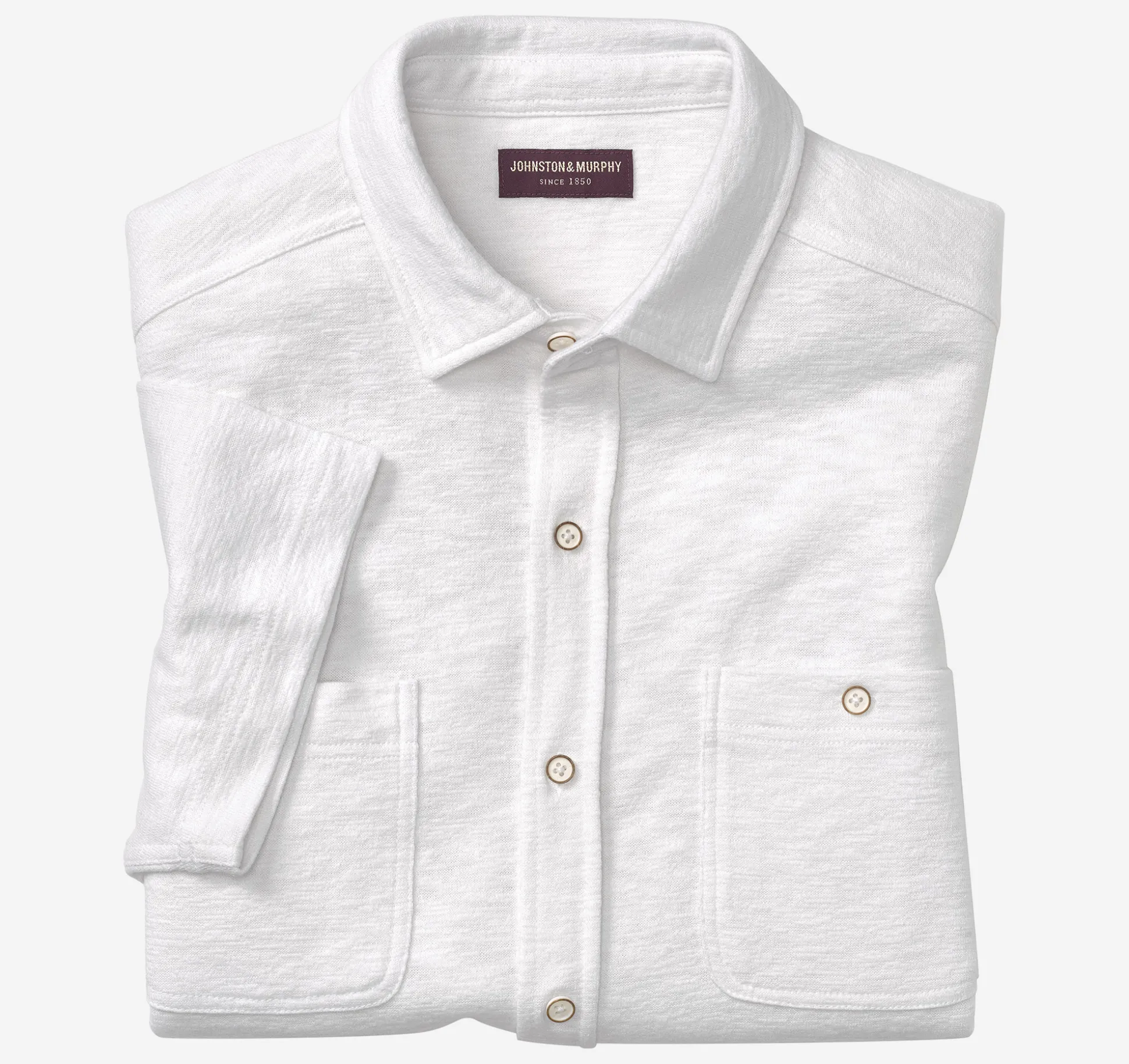 Short-sleeve Shirts^Johnston & Murphy Double Pocket Knit Shirt White