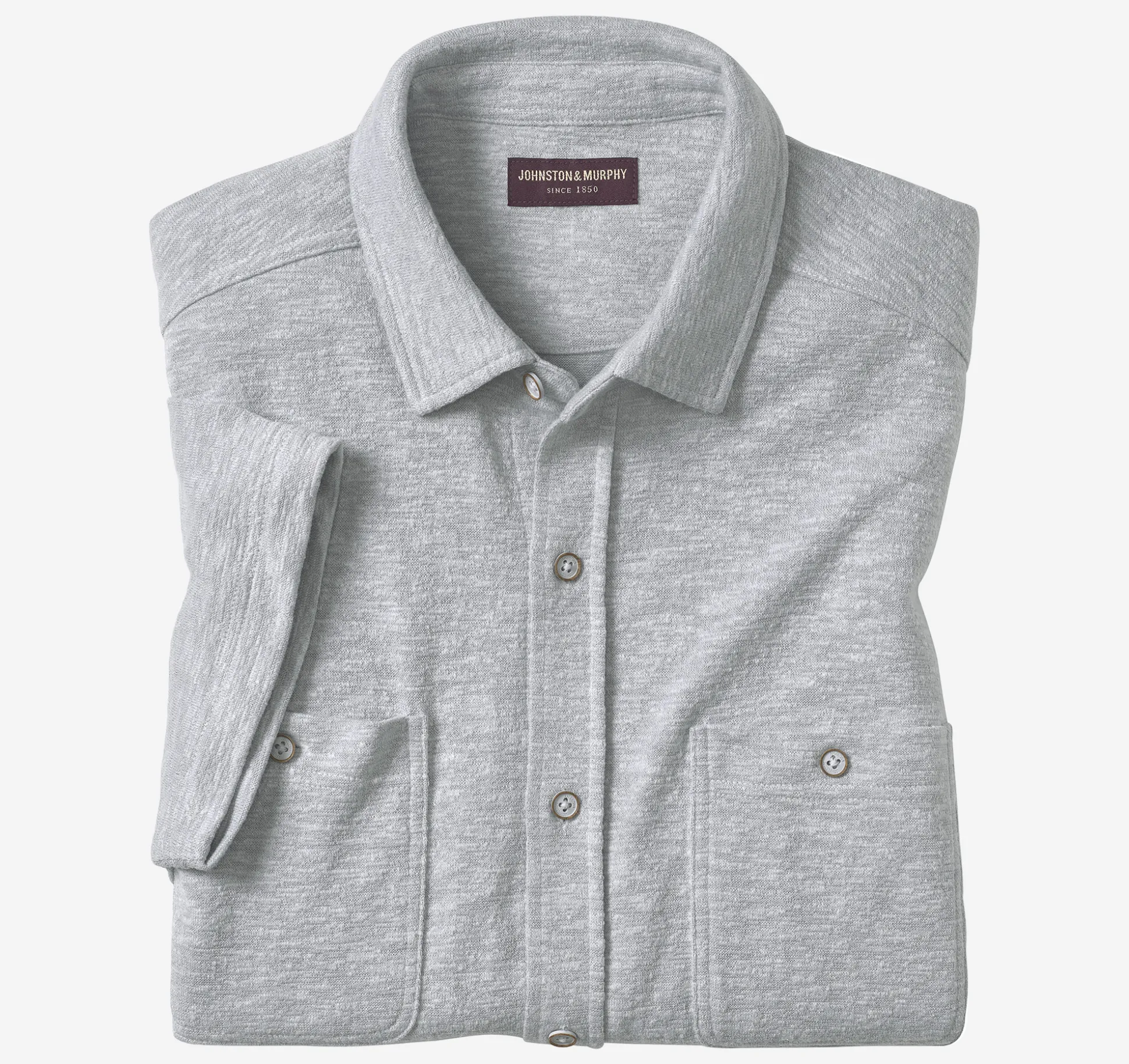 Short-sleeve Shirts^Johnston & Murphy Double Pocket Knit Shirt Gray