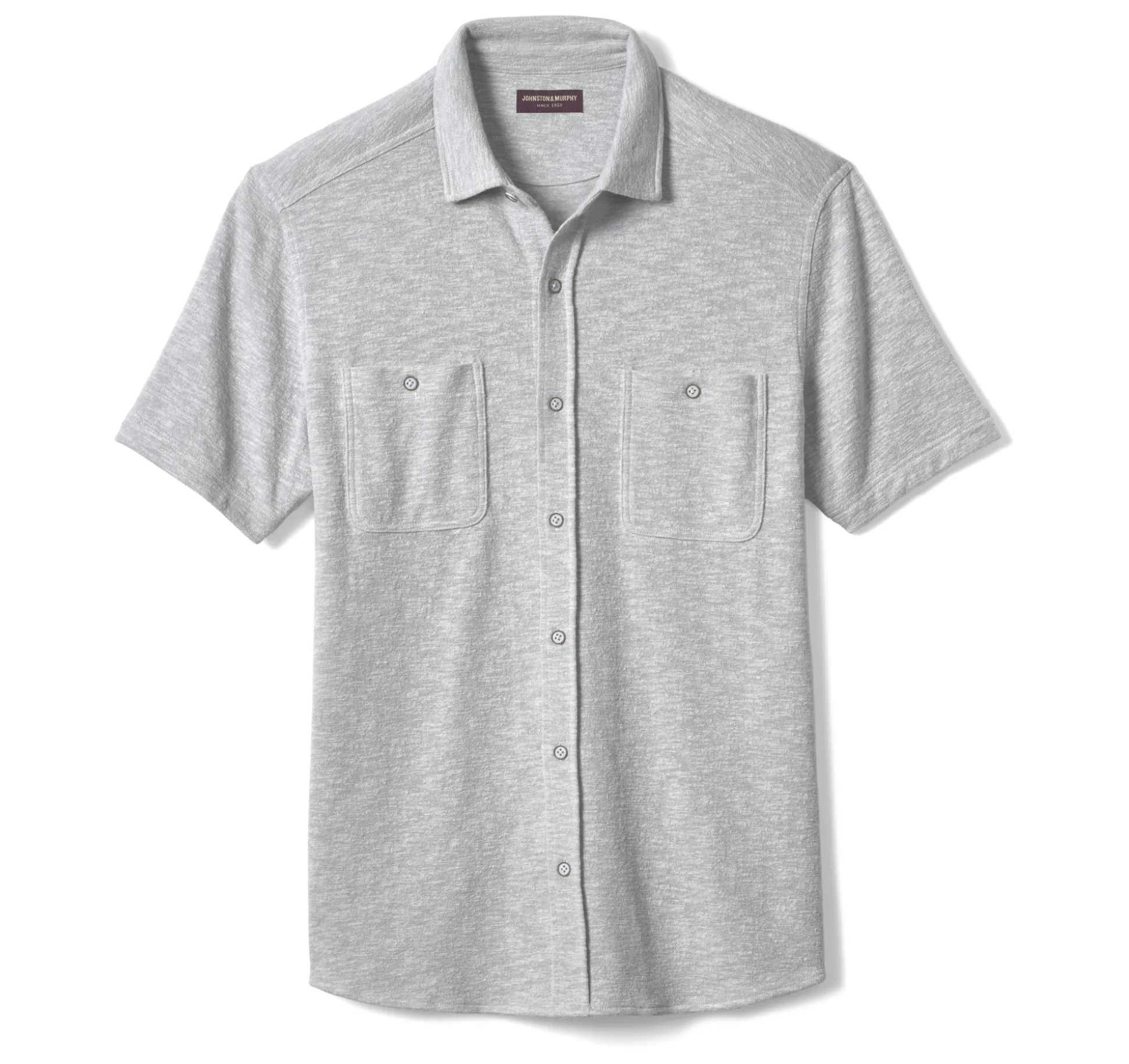 Short-sleeve Shirts^Johnston & Murphy Double Pocket Knit Shirt Gray