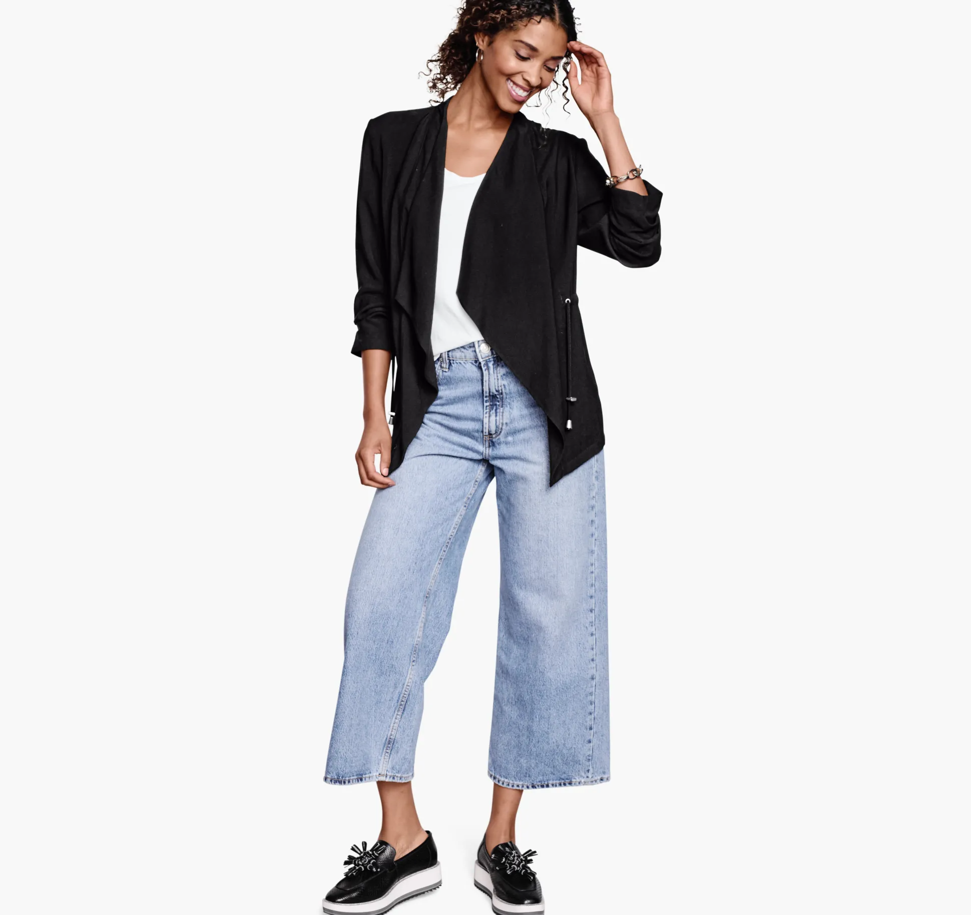 Shirts, Sweaters & Blazers^Johnston & Murphy Draped Open-Front Blazer Black