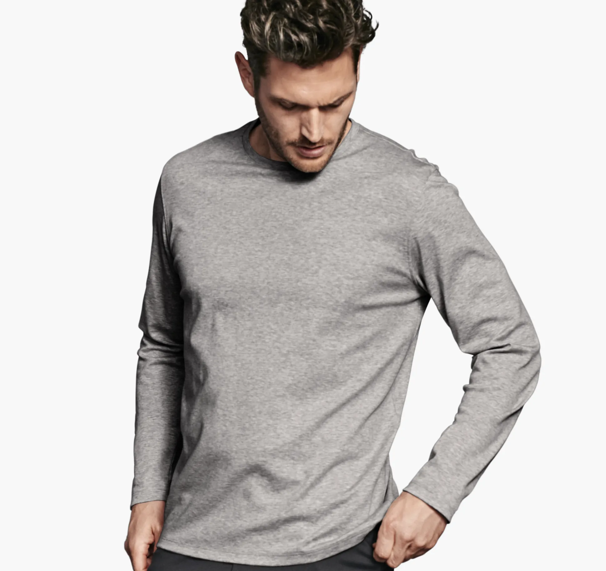 Loungewear | Polos & Tees^Johnston & Murphy Essential Long-Sleeve Tee GrayHeather