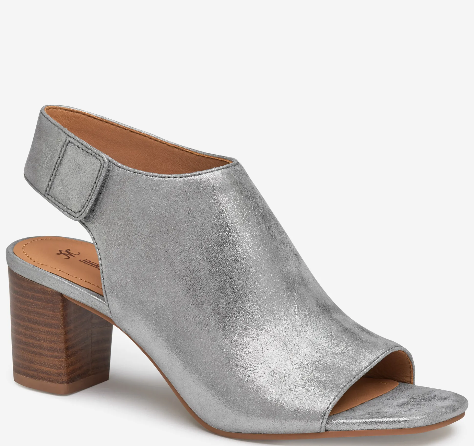 Sale^Johnston & Murphy Evelyn Open-Toe Bootie PewterMetallicKidSuede