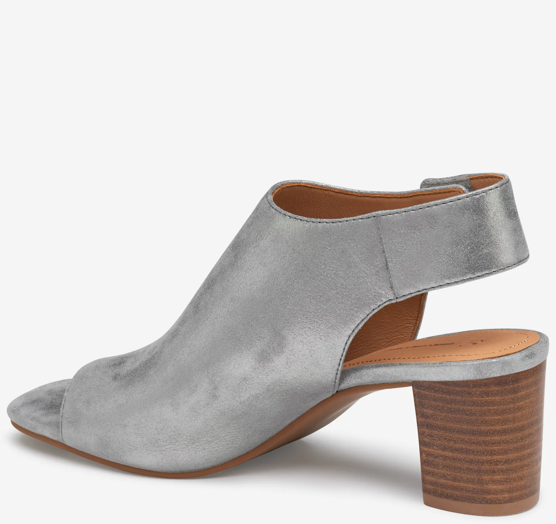 Sale^Johnston & Murphy Evelyn Open-Toe Bootie PewterMetallicKidSuede