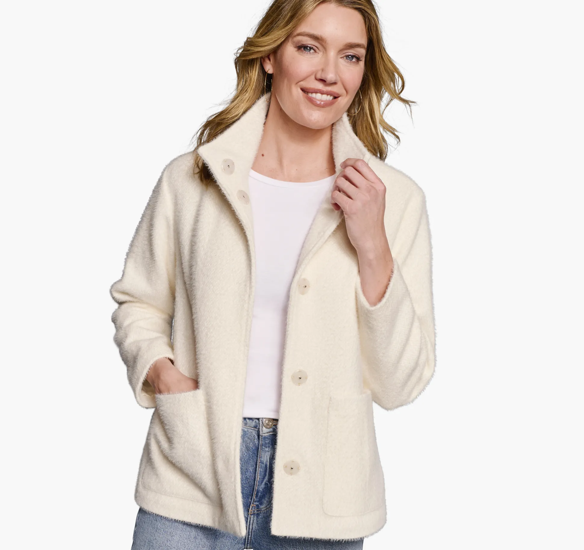 Coats, Jackets & Vests^Johnston & Murphy Eyelash Jacket Ivory