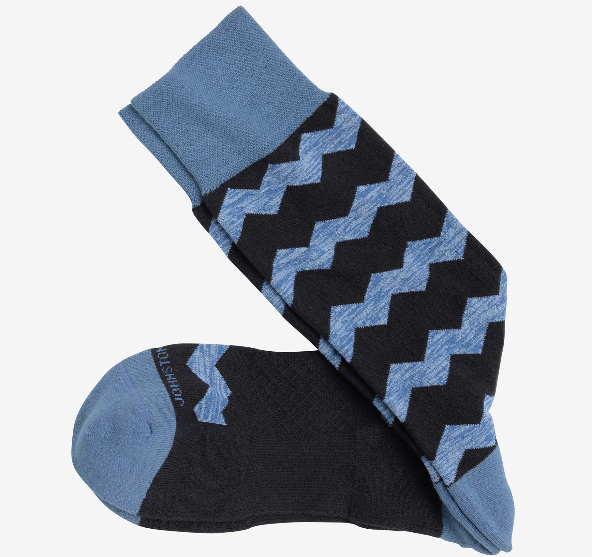 Socks^Johnston & Murphy First in Comfort Socks NavyZigzag