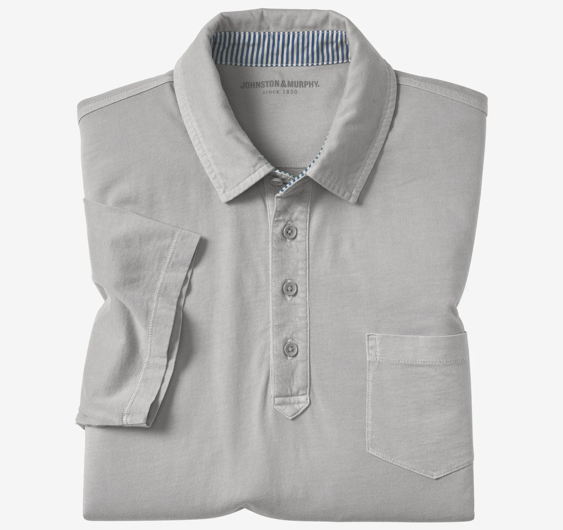 Polos & Tees^Johnston & Murphy Garment Dyed Polo Gray