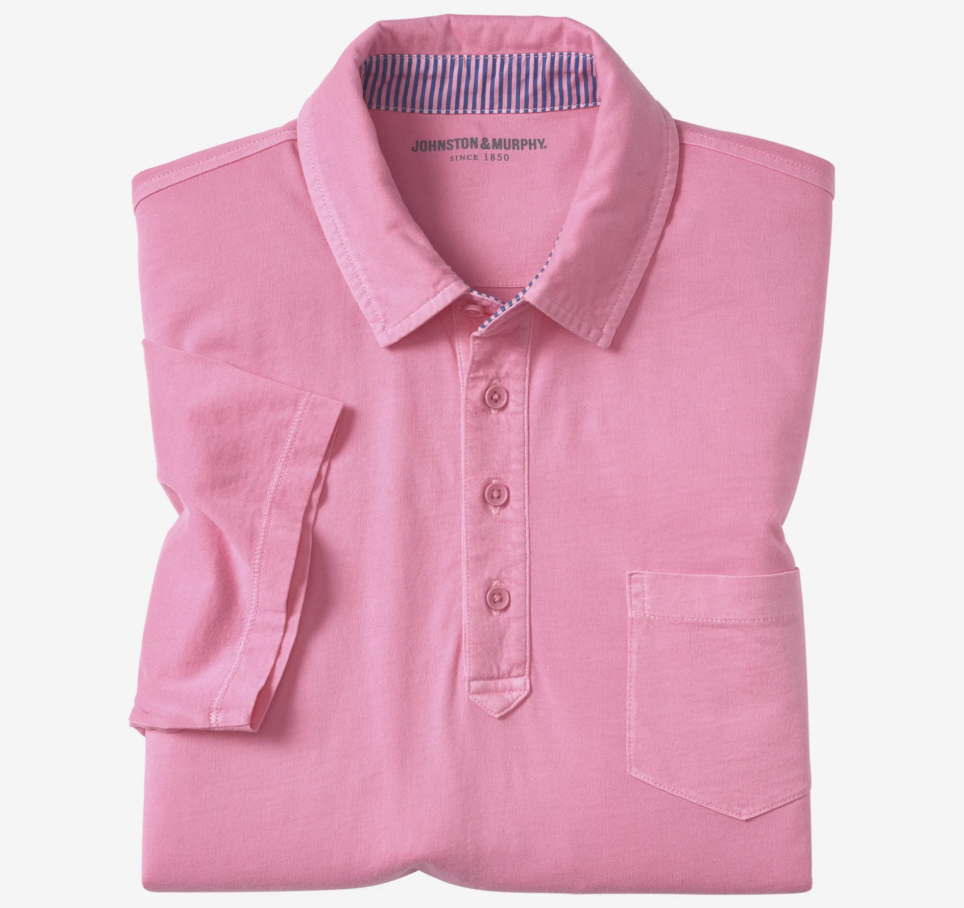 Polos & Tees^Johnston & Murphy Garment Dyed Polo Pink