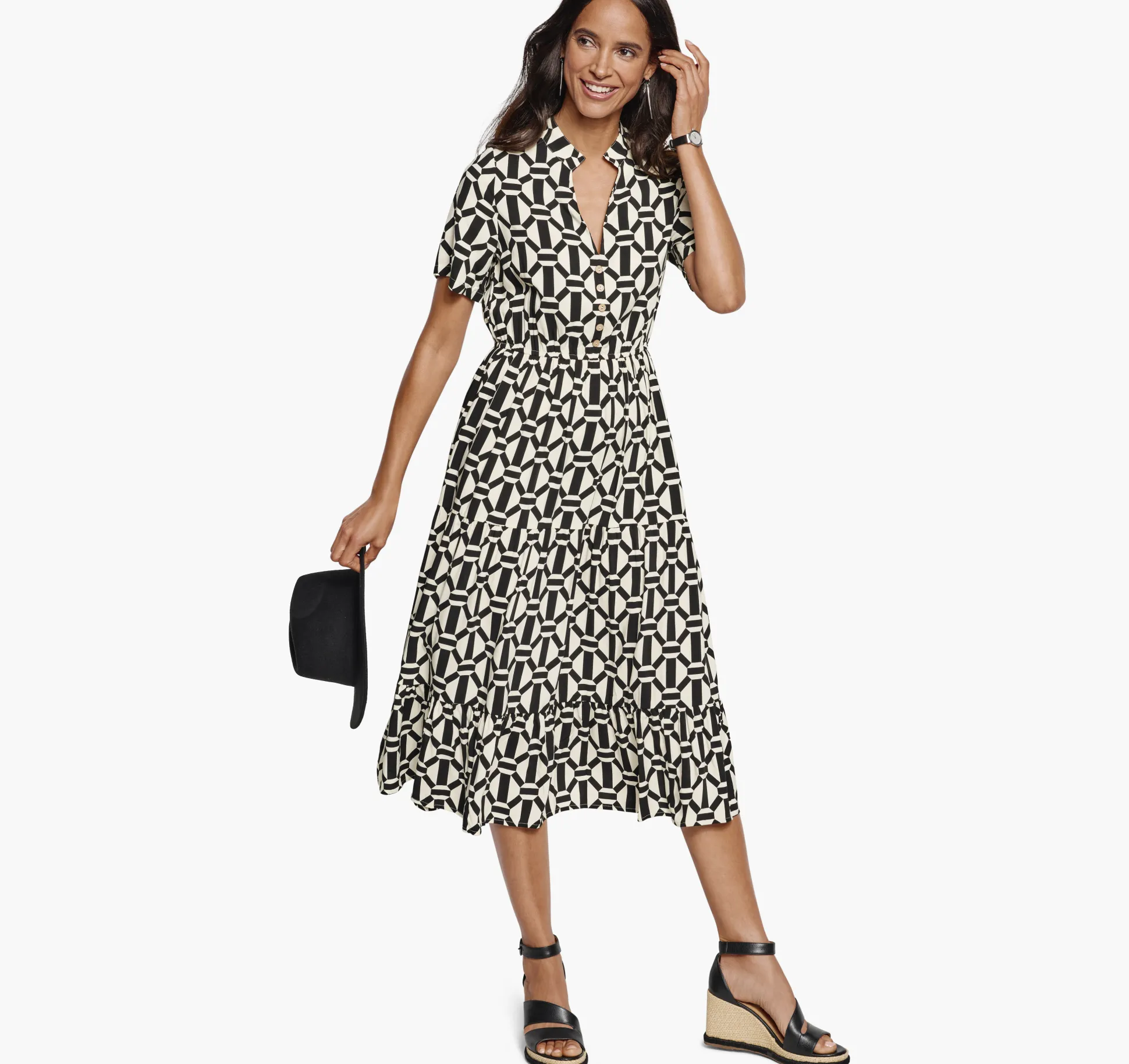 Dresses & Jumpsuits^Johnston & Murphy Geo Print Dress White/Black