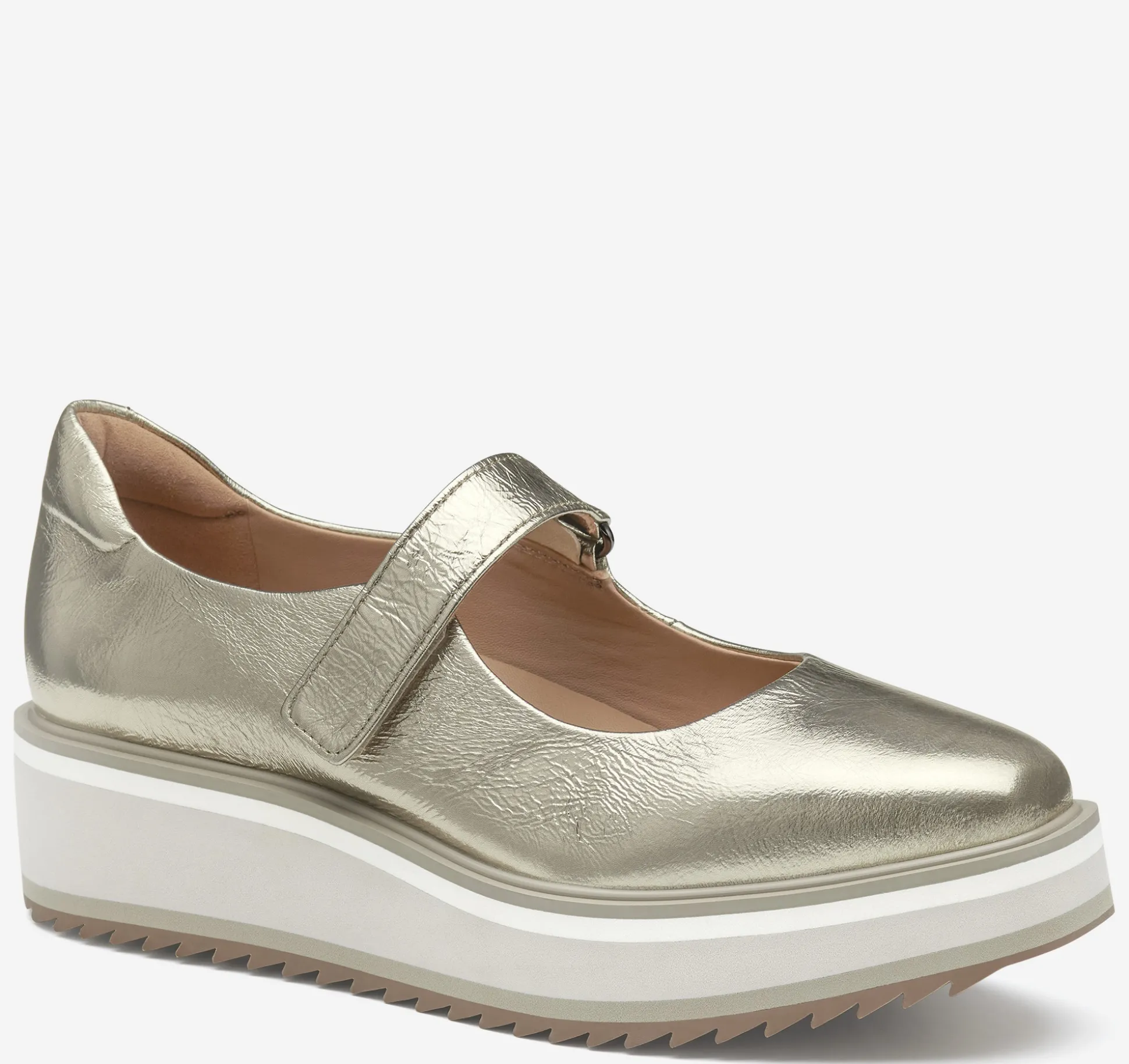 Heels & Platform Wedges | Mules & Loafers^Johnston & Murphy Gracelyn Mary Jane GoldCrinkleMetallicSheepskin