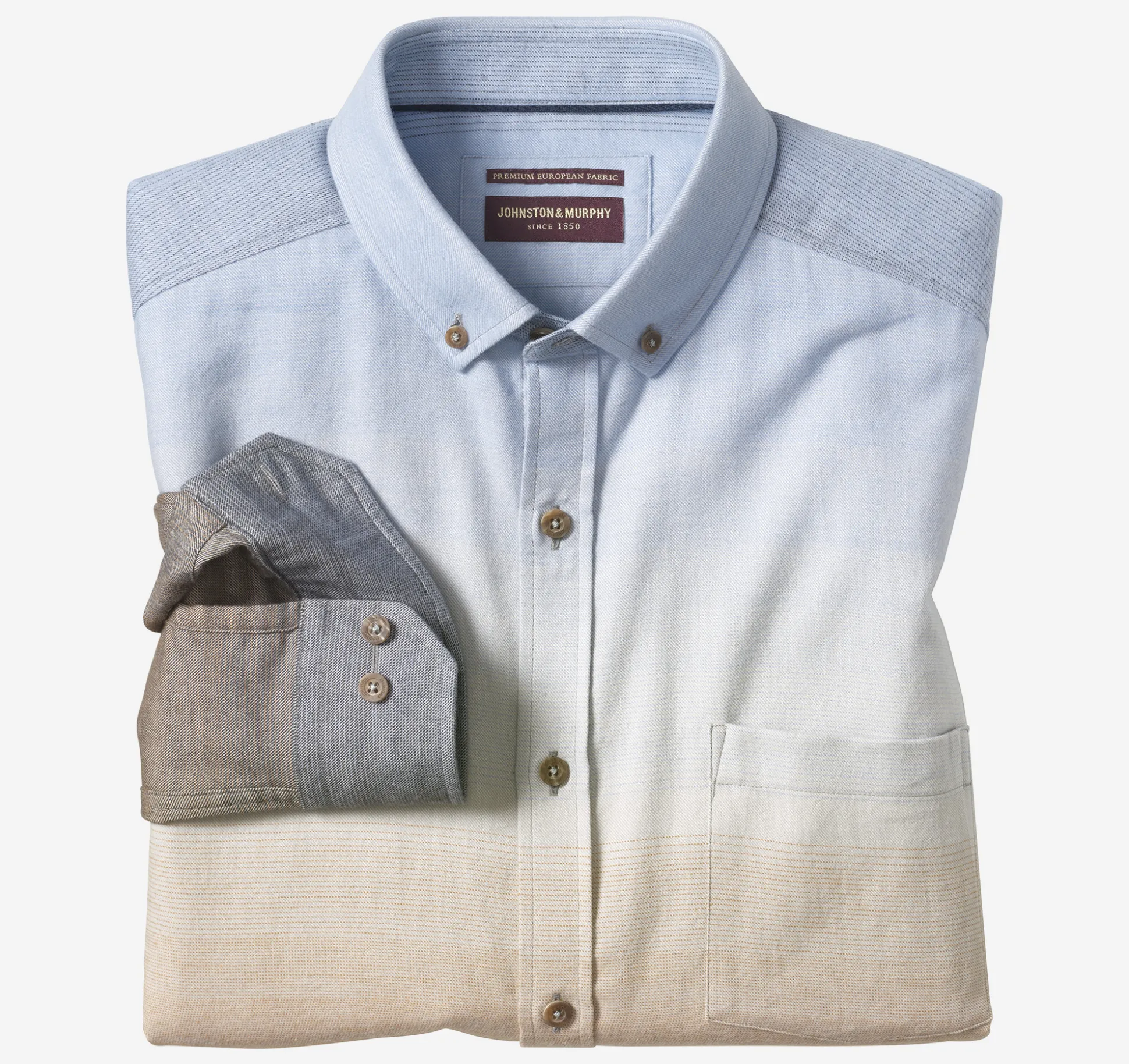 Shirts^Johnston & Murphy Heathered Shirt Blue/BrownBrushedOmbre
