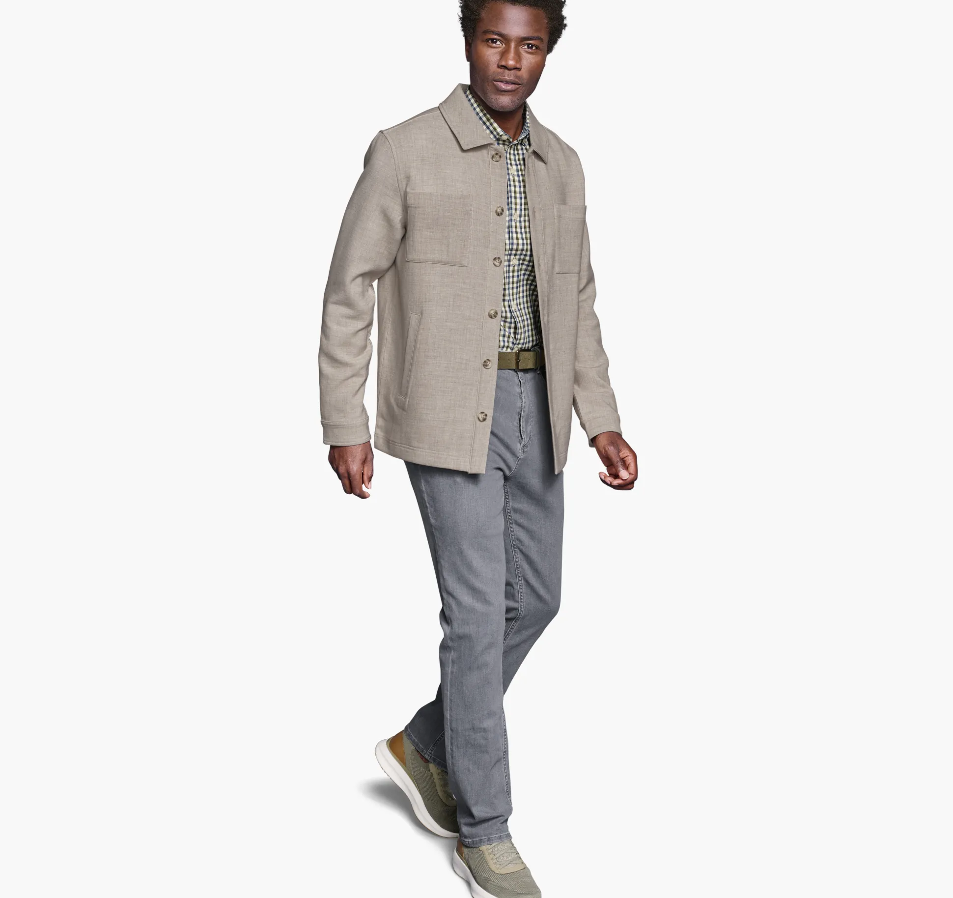 Coats, Jackets & Vests^Johnston & Murphy Heathered Shirt Jacket Tan