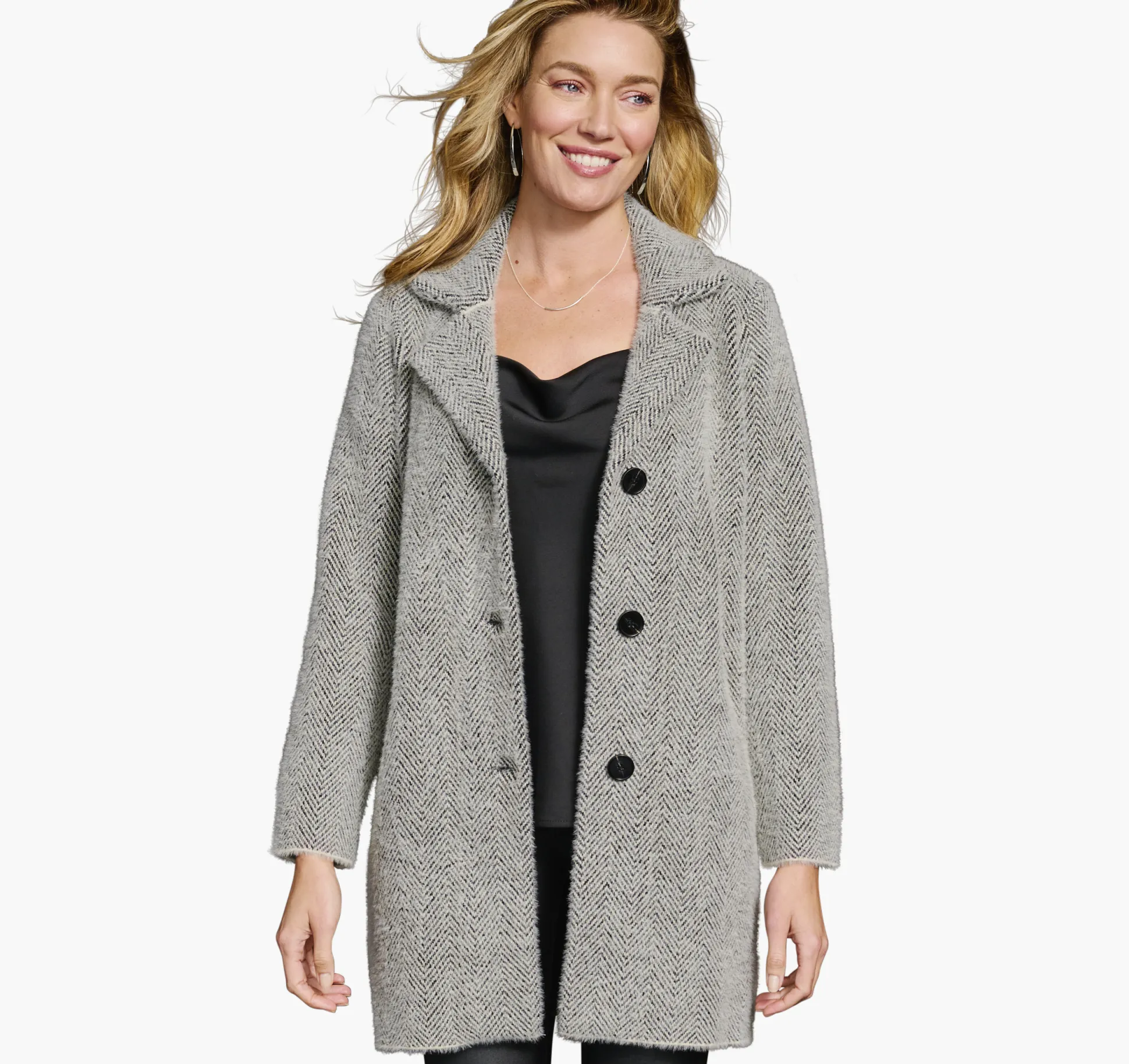Shirts, Sweaters & Blazers^Johnston & Murphy Herringbone Eyelash Cardigan Black/Cream