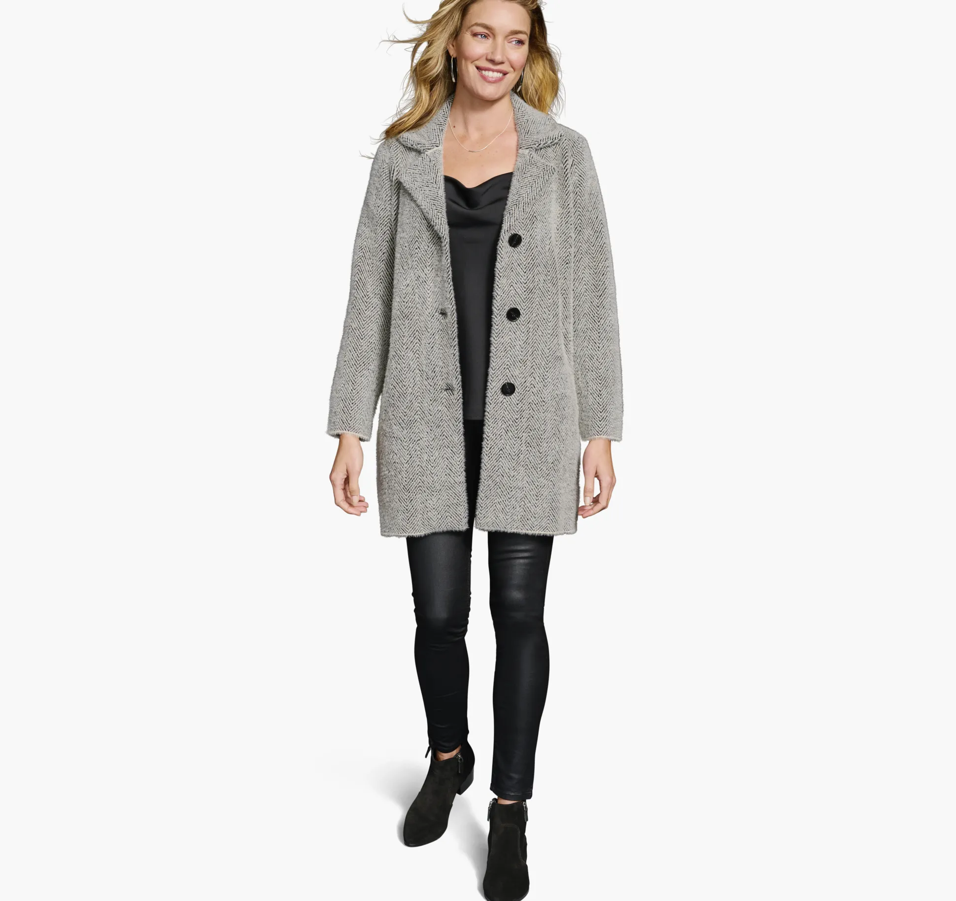 Shirts, Sweaters & Blazers^Johnston & Murphy Herringbone Eyelash Cardigan Black/Cream