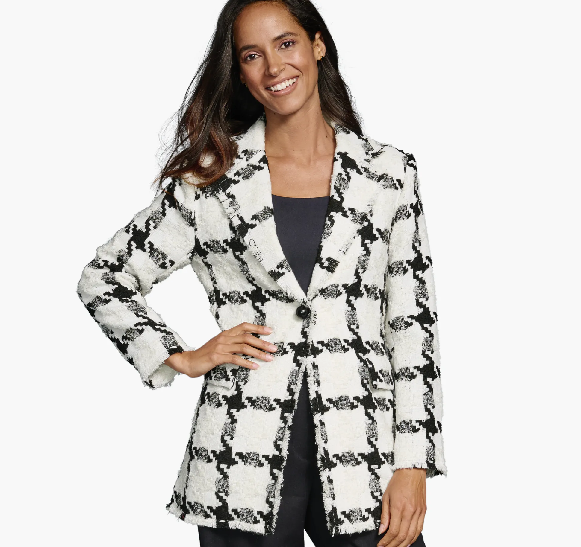 Shirts, Sweaters & Blazers^Johnston & Murphy Large Houndstooth Tweed Blazer White/Black