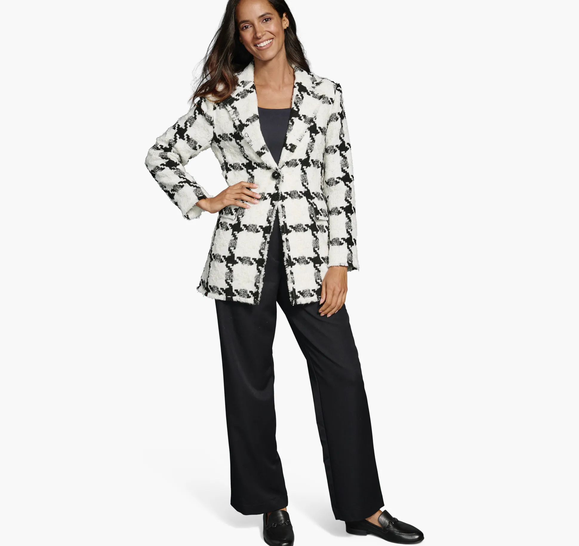 Shirts, Sweaters & Blazers^Johnston & Murphy Large Houndstooth Tweed Blazer White/Black