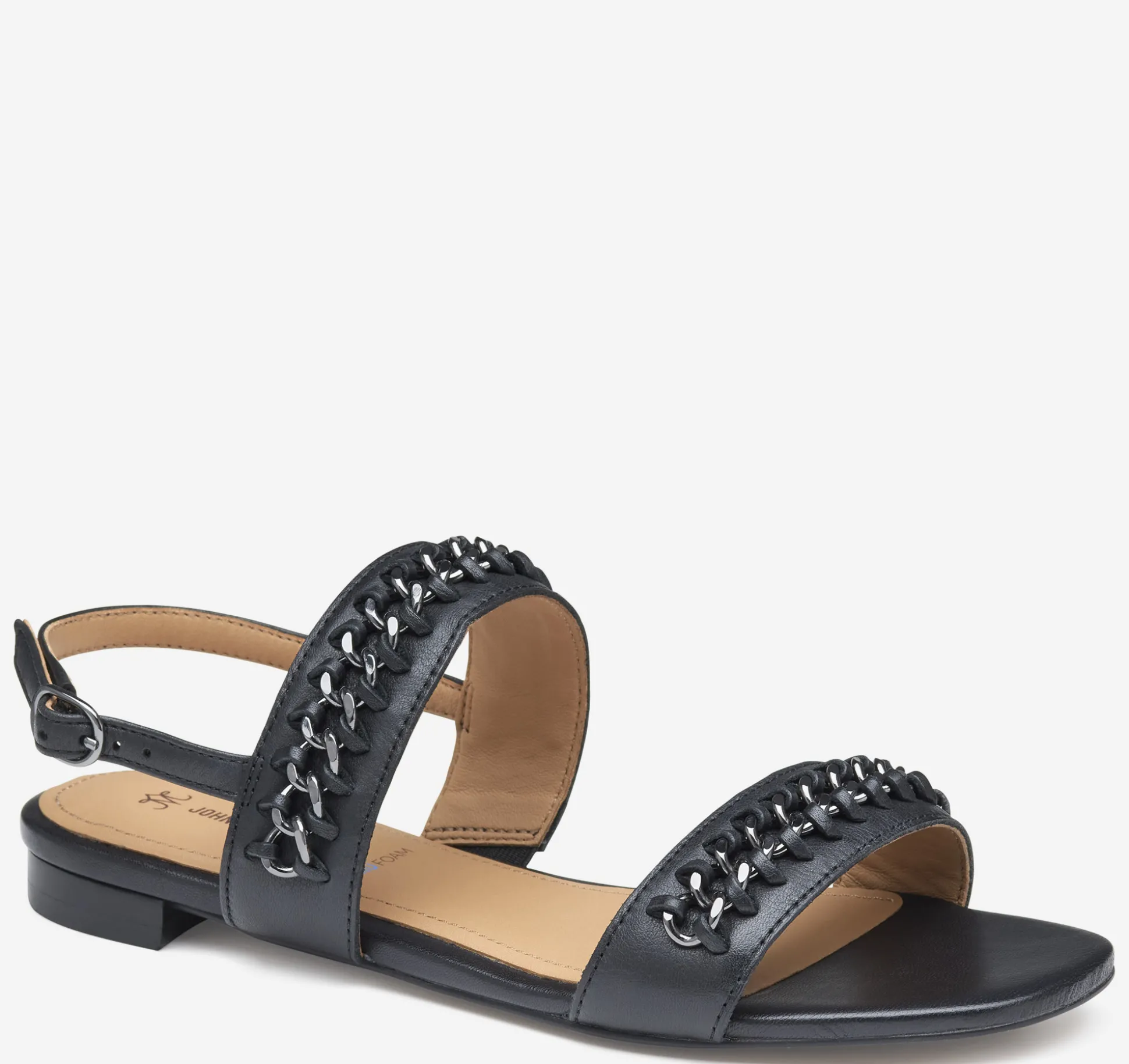 Sandals^Johnston & Murphy Lilly Chain Sandal BlackGloveLeather
