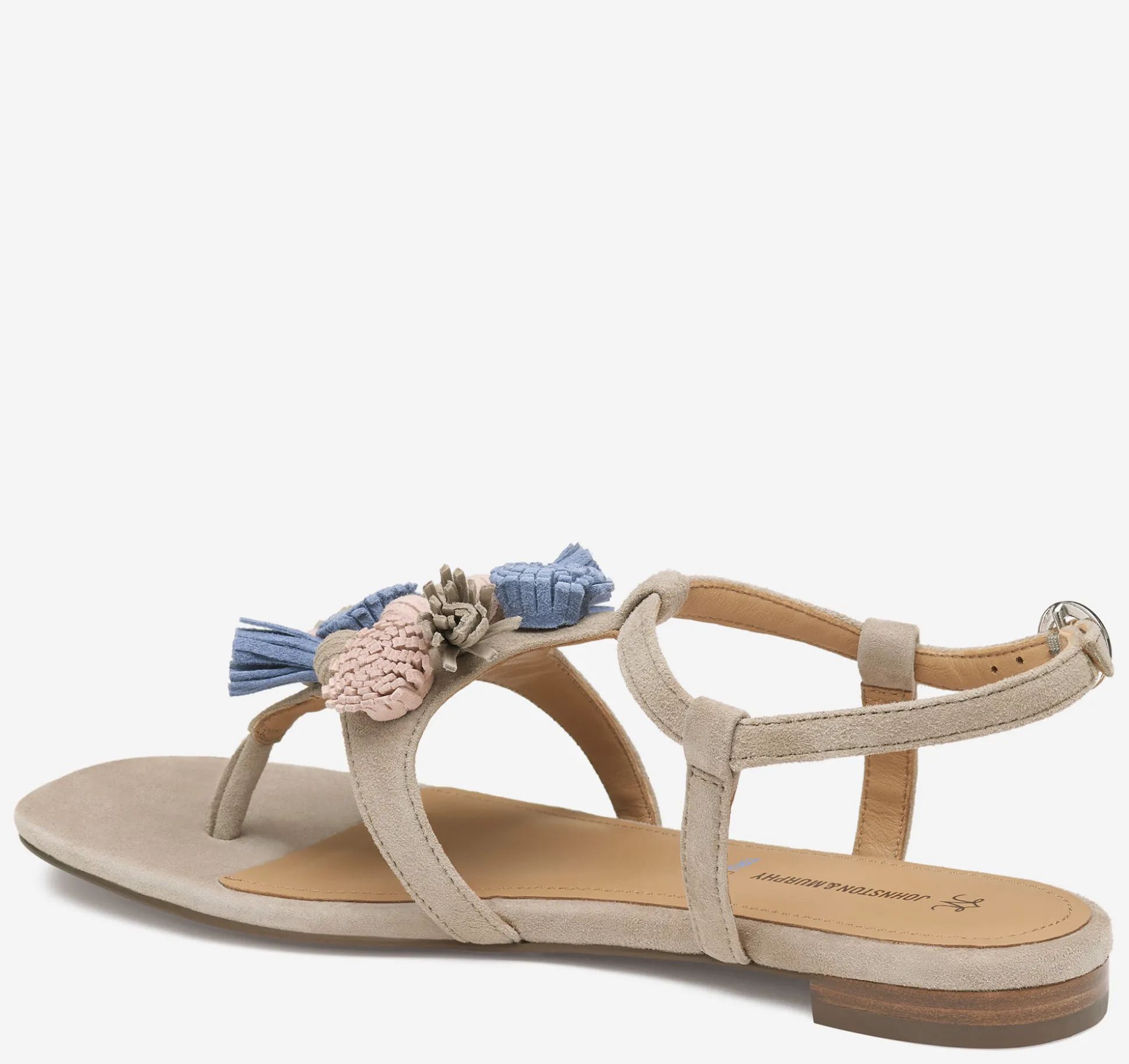 Sandals^Johnston & Murphy Lilly Tassel Thong TaupeMultiKidSuede