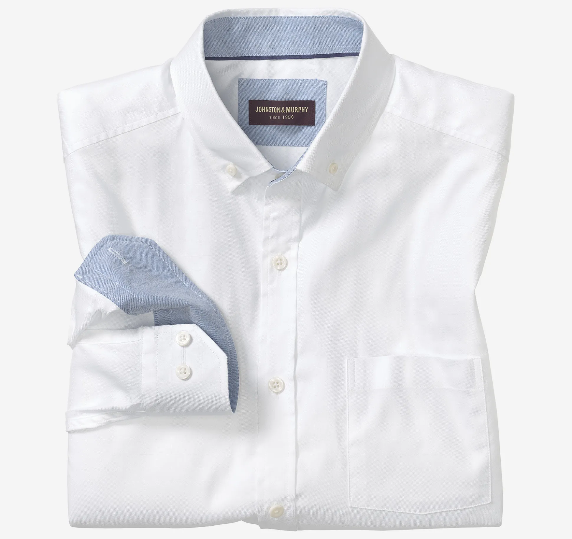 Shirts^Johnston & Murphy Long-Sleeve Oxford Shirt WhiteOxford