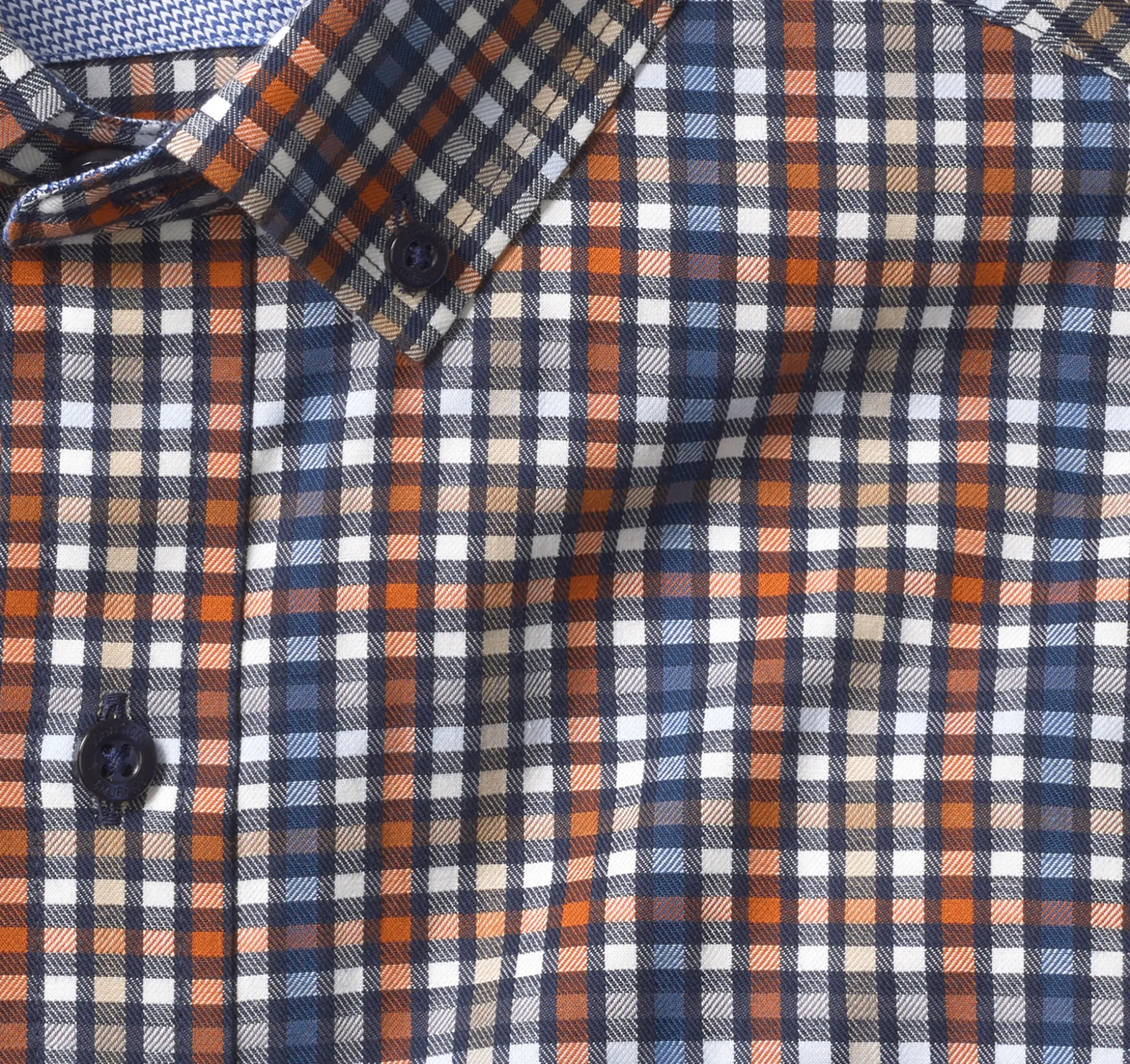 Shirts^Johnston & Murphy Long-Sleeve Twill Checked Shirt Rust/BlueOutlinedCheck