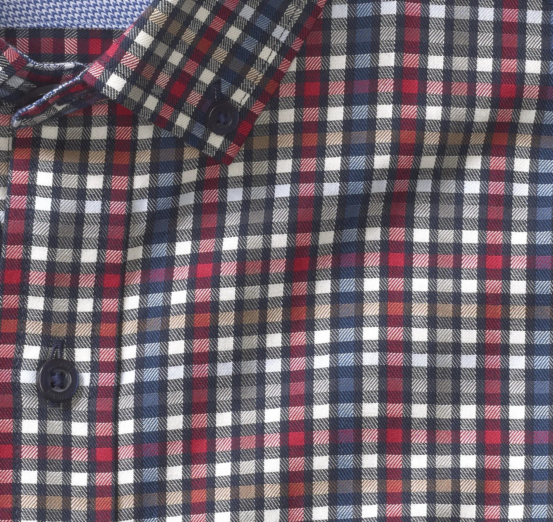 Shirts^Johnston & Murphy Long-Sleeve Twill Checked Shirt Berry/BlueOutlinedCheck