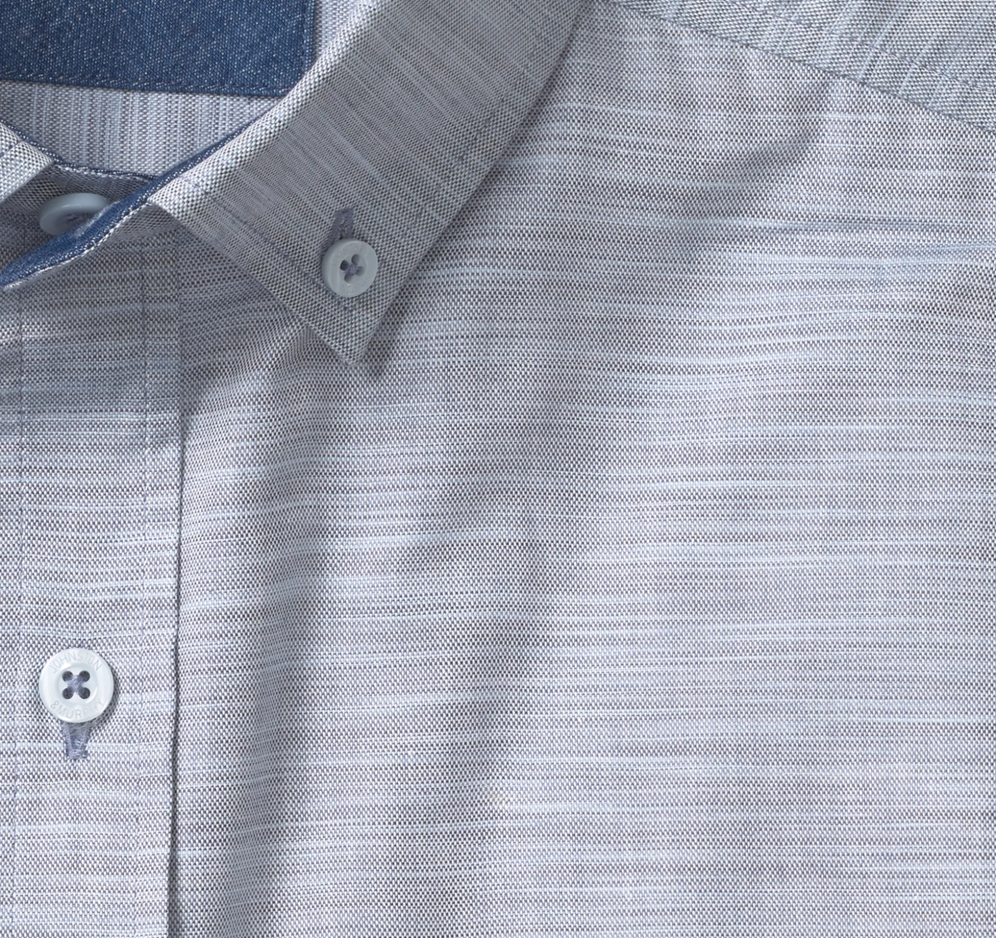 Shirts^Johnston & Murphy Long-Sleeve Twill Checked Shirt Blue/GrayStriatedOxford